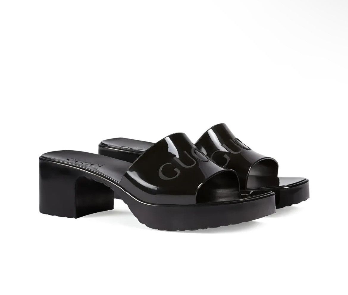 Gucci Gucci 60mm Rubber Logo Sandal Slipper Size US 9 / IT 39 - 1 Thumbnail