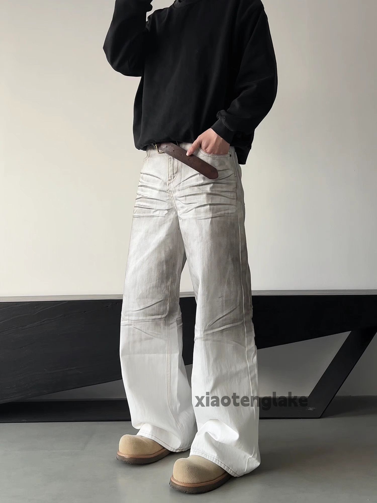 Jean × Vintage Washed faded loose baggy paint stain punk grunge jeans Size US 32 / EU 48 - 4 Thumbnail