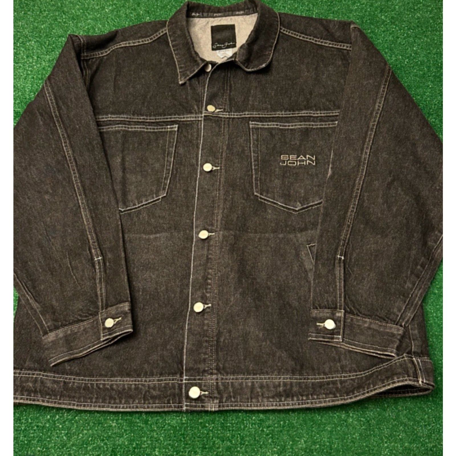 Sean John VINTAGE Sean John Denim Jacket Mens 2XL Black Hip Hop 90s 2000s Y2K Jacket Snaps Zip Punk Grunge Classic Vintage Style Men Size US XXL / EU 58 / 5 - 6 Thumbnail