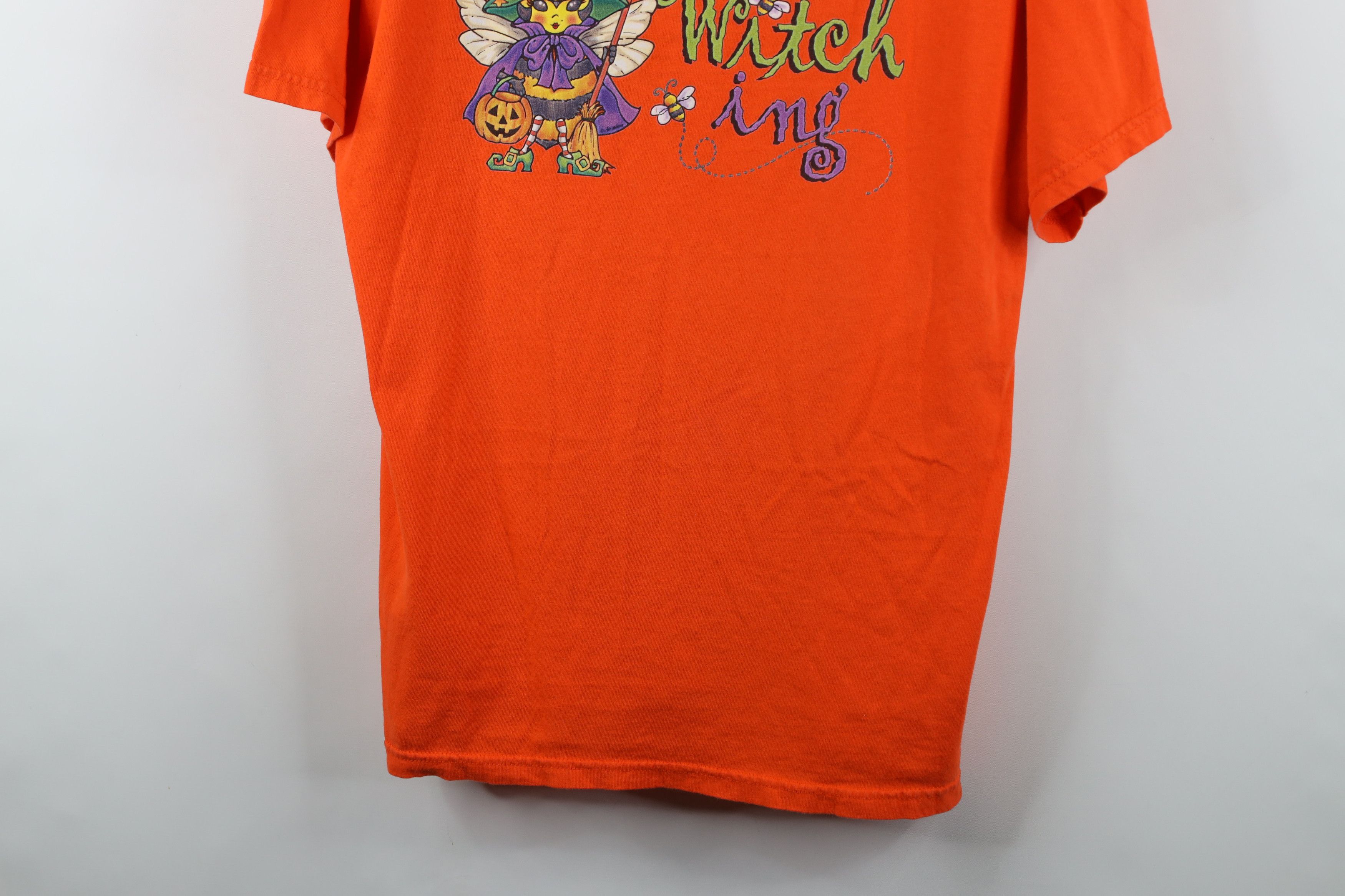Vintage Vintage 90s Y2K Streetwear Halloween Witch T-Shirt Orange Size L / US 10 / IT 46 - 3 Thumbnail
