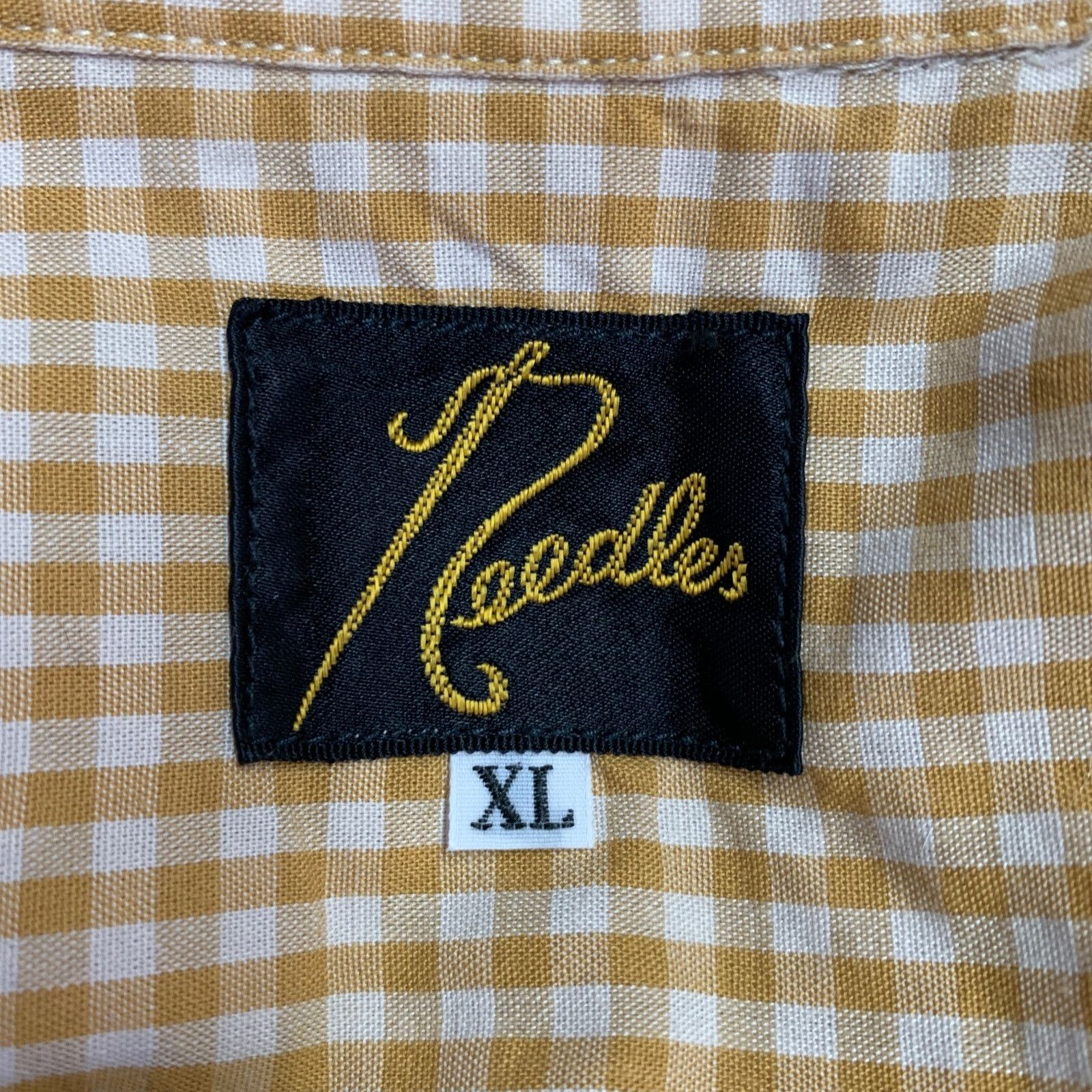 Needles NEEDLES Tan Checkered Cotton Club Collar Long Sleeve Shirt Size US XL / EU 56 / 4 - 4 Thumbnail