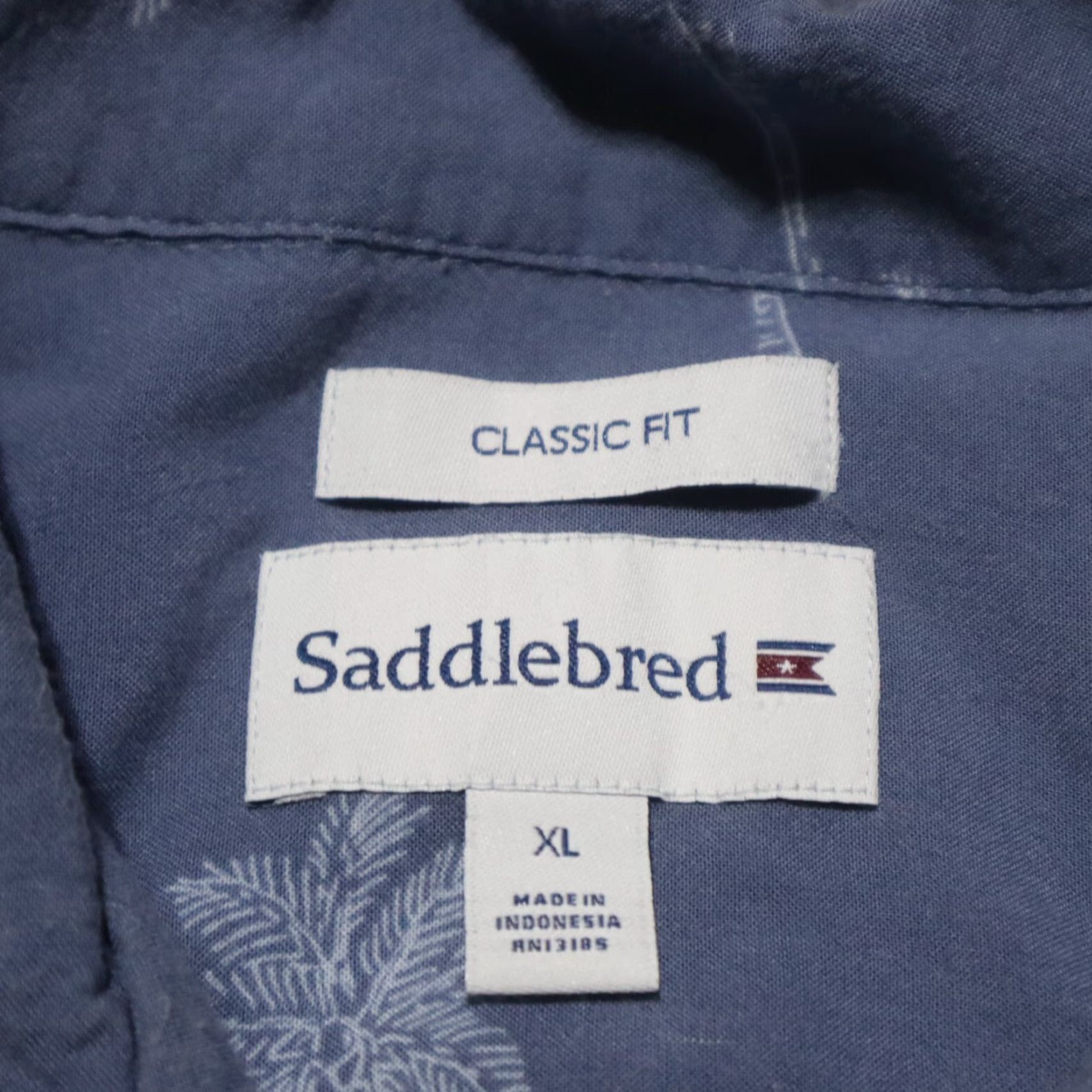 Vintage Saddlebred Shirt Hawaiian Button-Down Short Sleeve XL Blue Floral Palm Tree Men's Size XL Size US XL / EU 56 / 4 - 3 Thumbnail
