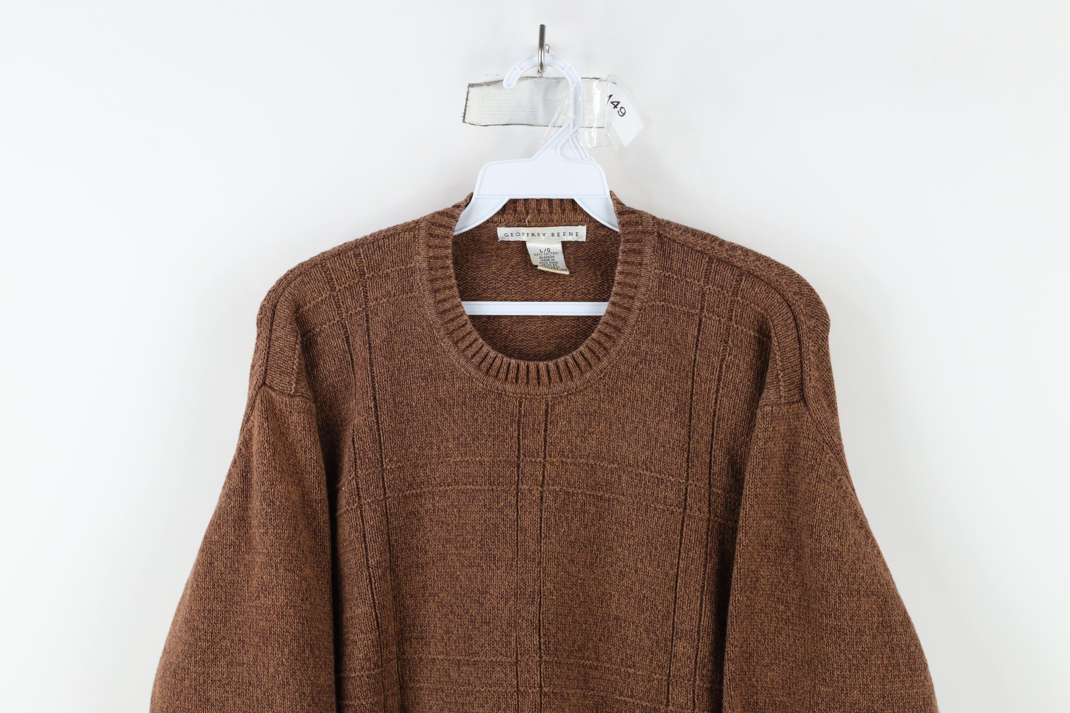 Vintage Vintage 90s Streetwear Ribbed Knit Crewneck Sweater Brown Size US L / EU 52-54 / 3 - 2 Thumbnail