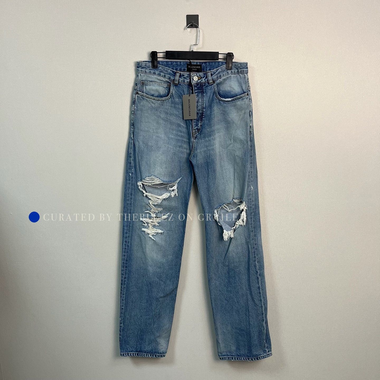 Balenciaga Distressed Blue Denim Jeans, Size 32 Size US 32 / EU 48 - 1 Thumbnail