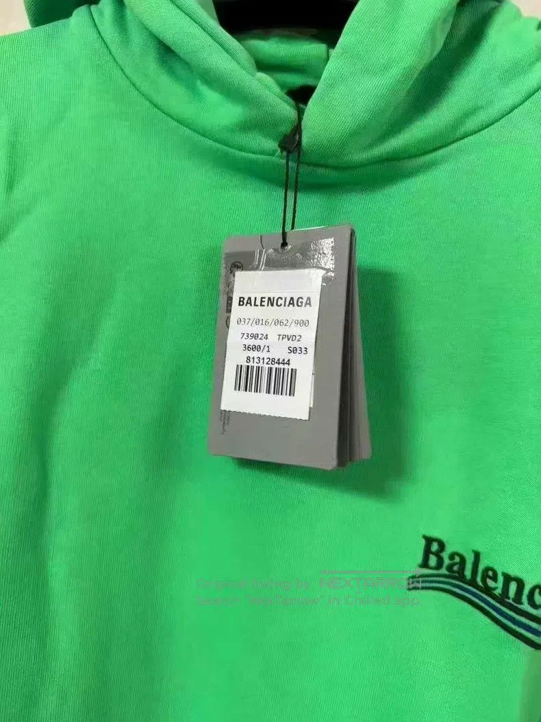 Balenciaga Balenciaga Green Embroidered Cola Logo Printed Hooded Swea Size US S / EU 44-46 / 1 - 5 Thumbnail