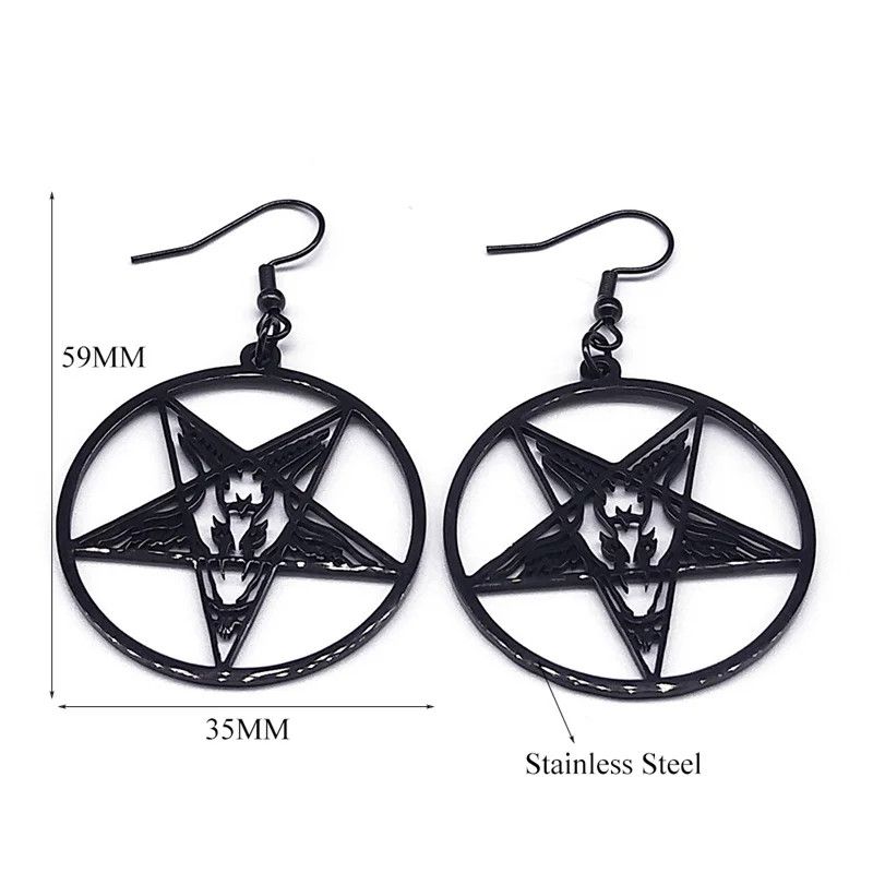 Jewelry Satan Inverted Pentagram Drop Earrings Jewelry Gift Size ONE SIZE - 5 Thumbnail