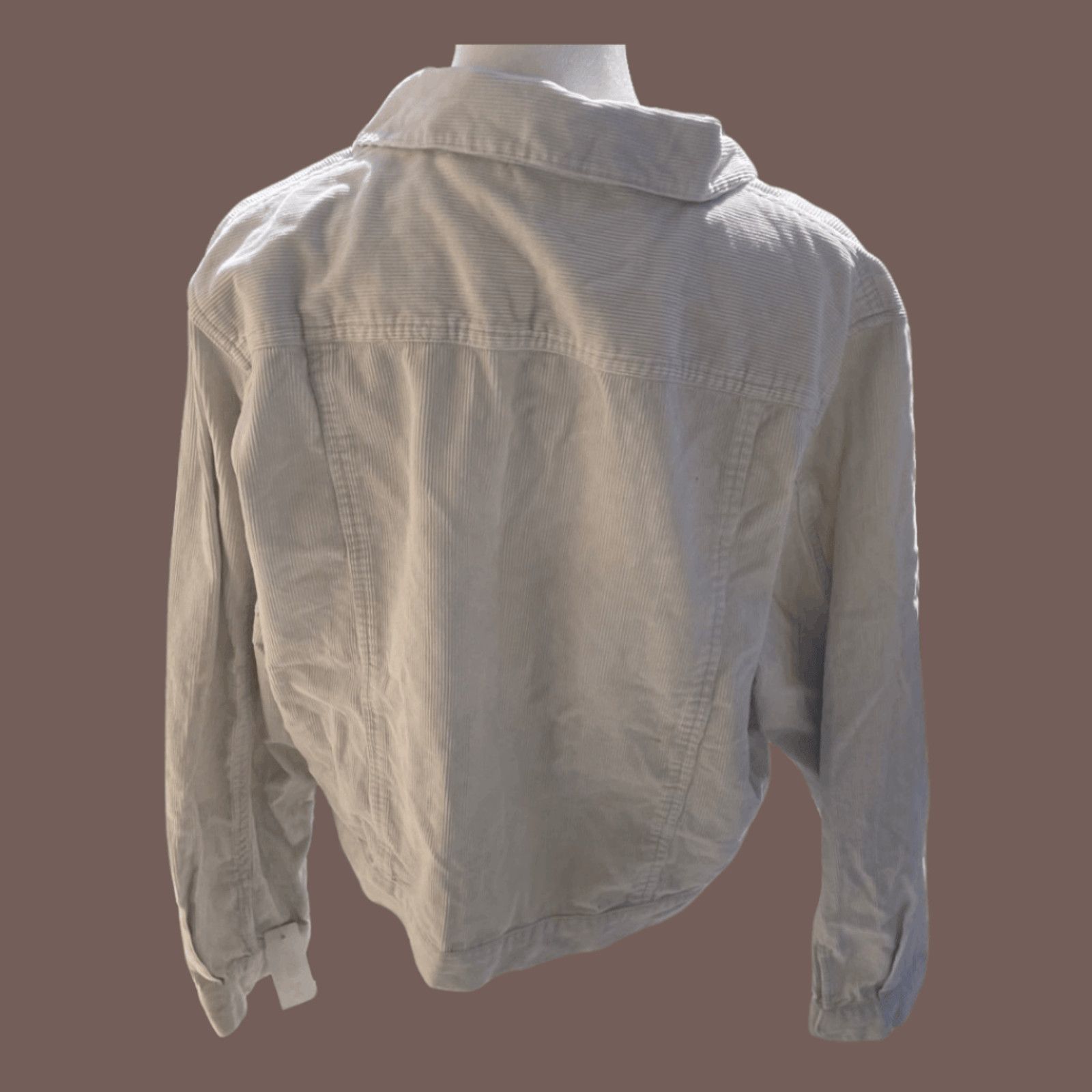 Vintage VTG Corduroy Shacket | Crossroads White Zip | Indie 2000s Size L / US 10 / IT 46 - 2 Thumbnail