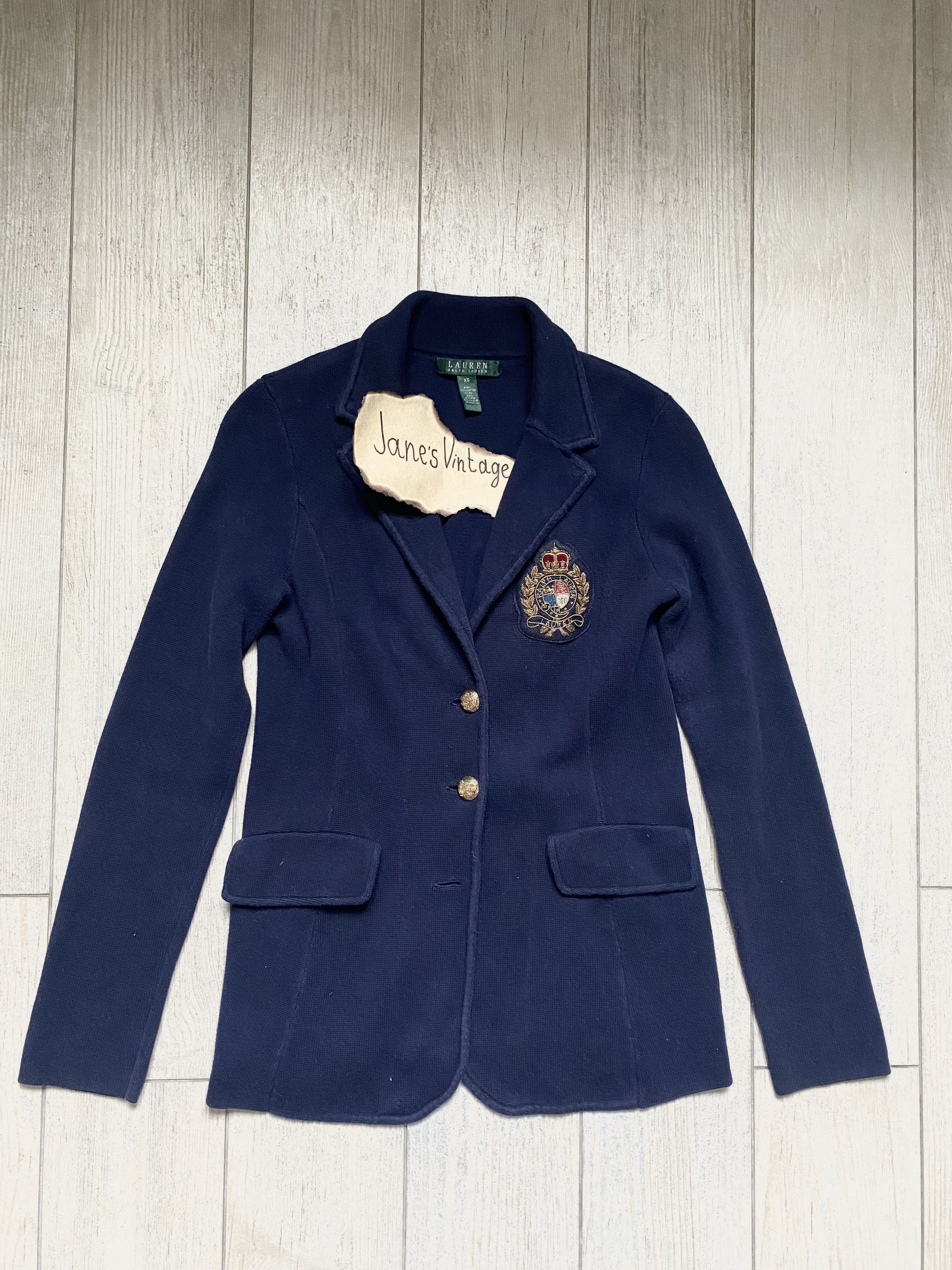 Lauren Ralph Lauren × Polo Ralph Lauren × Vintage Lauren Ralph Lauren Blue Women’s Knit Blazer Size S / US 4 / IT 40 - 1 Thumbnail