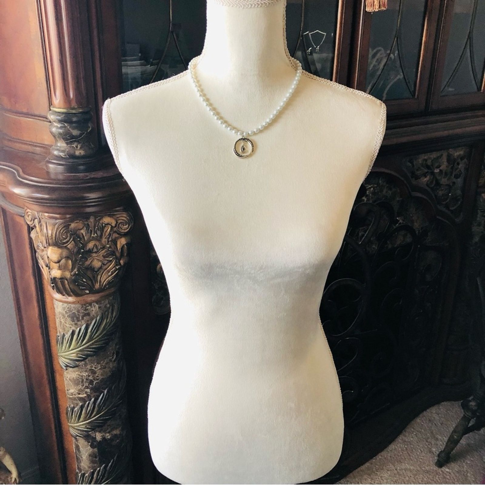 Handmade Handcrafted repurpose genuine marcasite glass Pearl necklace Size ONE SIZE - 6 Thumbnail