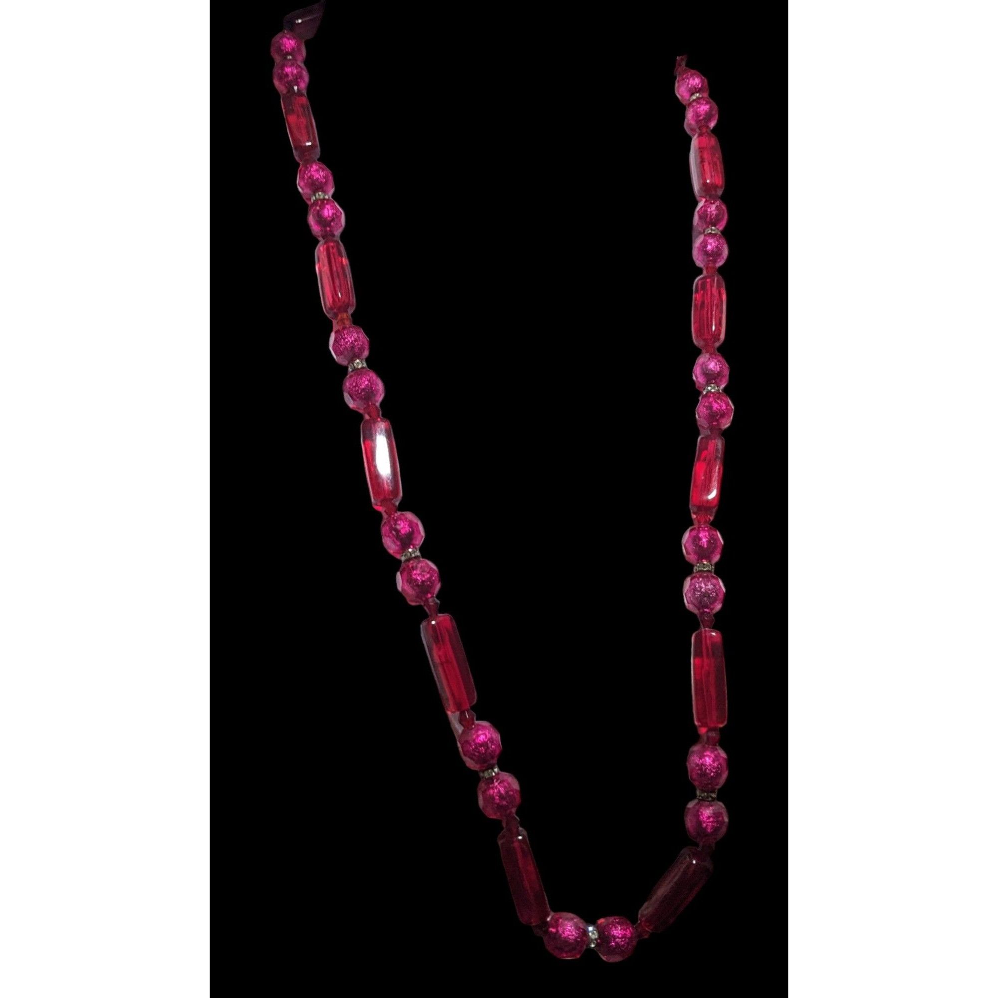 Other Vintage Pink And Red Beaded Statement Necklace Size ONE SIZE - 3 Thumbnail