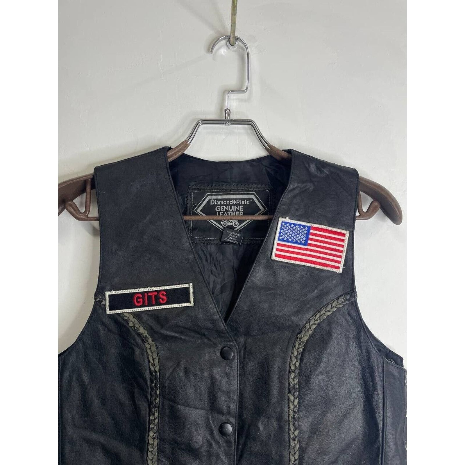 Vintage Vintage Black Leather Biker Vest Diamond Plate Genuine M Size US M / EU 48-50 / 2 - 3 Thumbnail