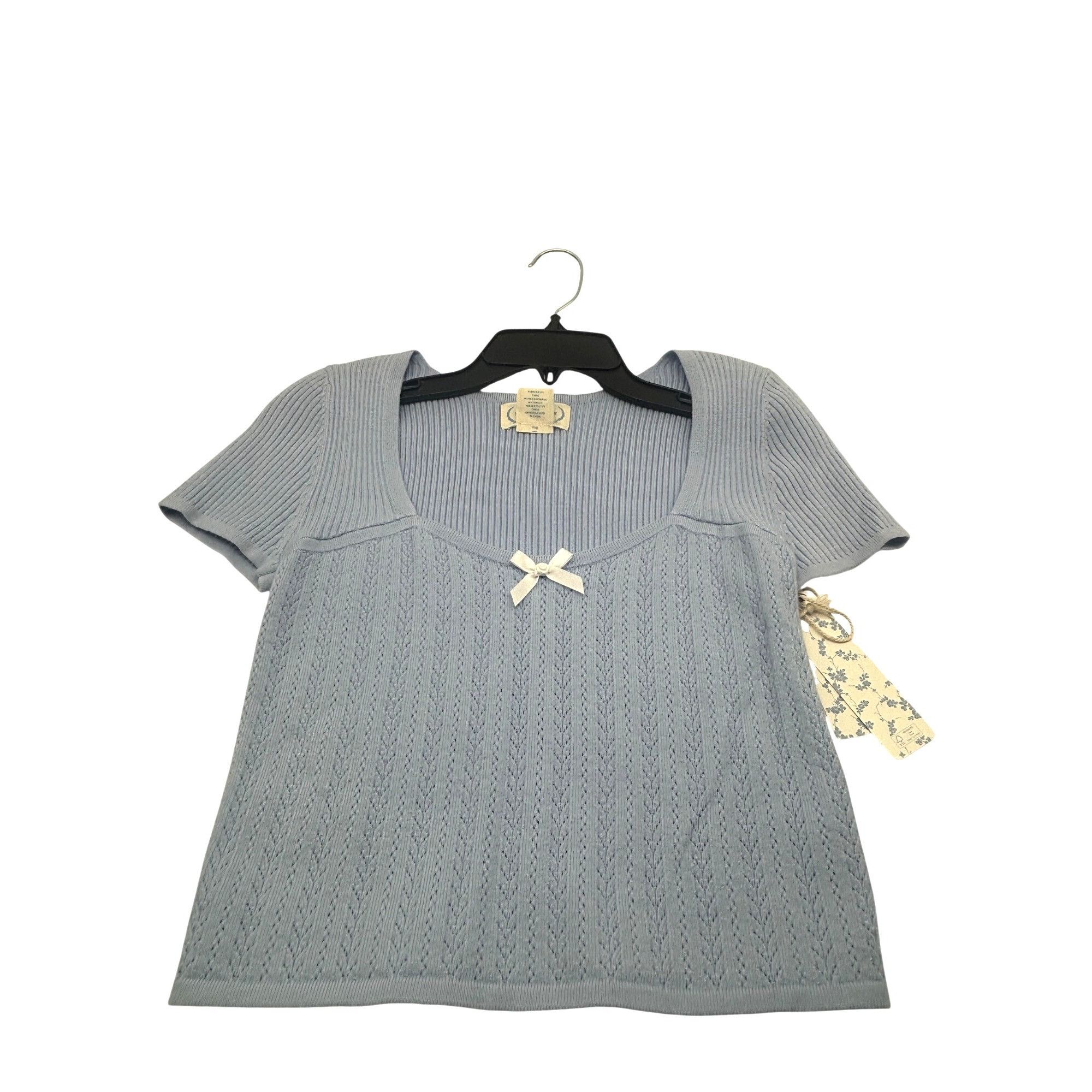 Other The Prairie "Coquette" Baby blue Short Sleeve Cropped Sweate Size L / US 10 / IT 46 - 4 Thumbnail