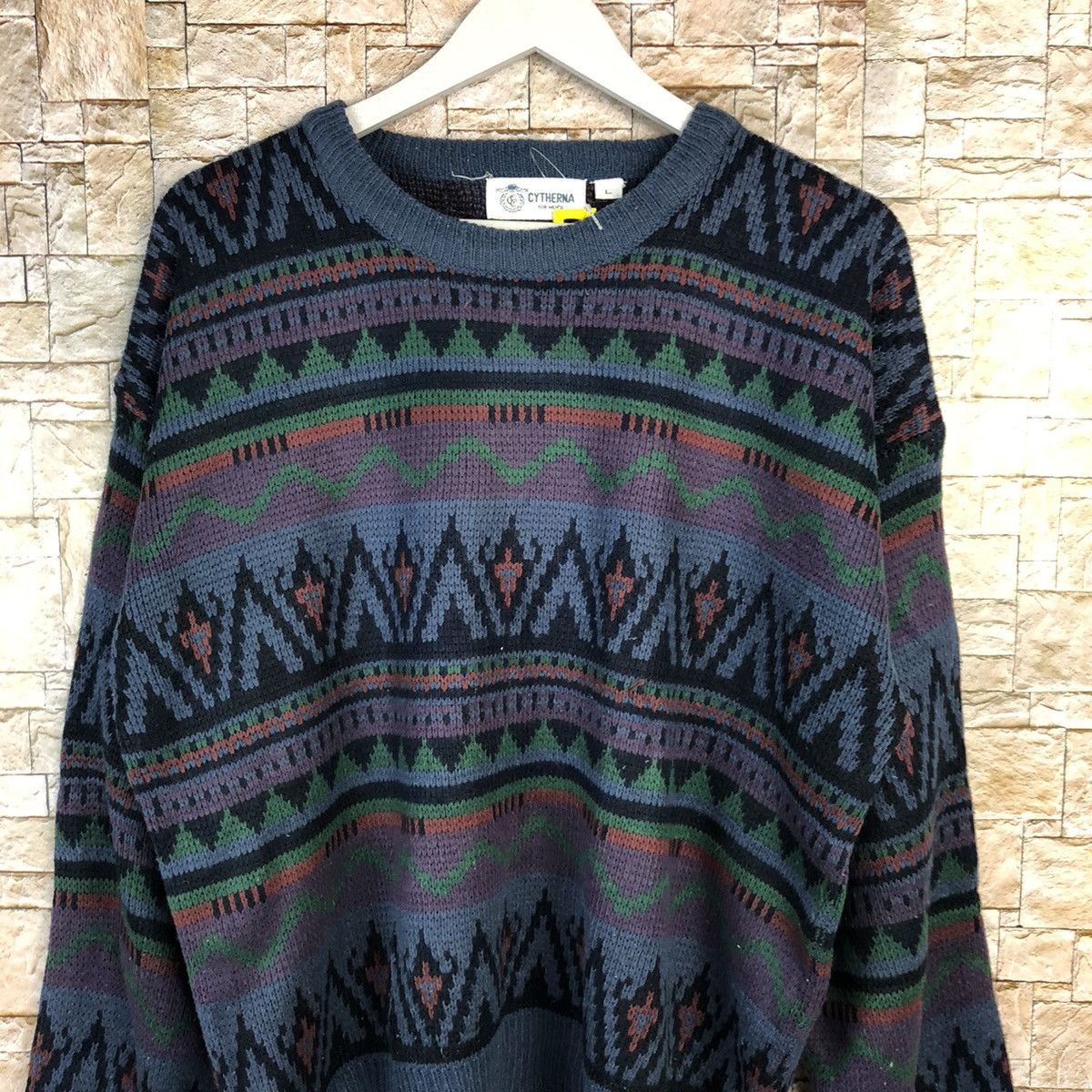 Homespun Knitwear Lythema vintage art sweatshirt Blue Knitwear #A1094 Size US L / EU 52-54 / 3 - 5 Thumbnail