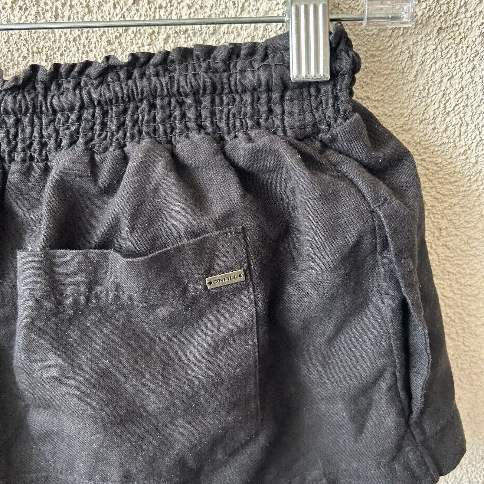 O'Neill O'NEILL Womens Black Solid Shorts Linen Blend Elastic Waist Size 26" / US 2 / IT 38 - 8 Thumbnail