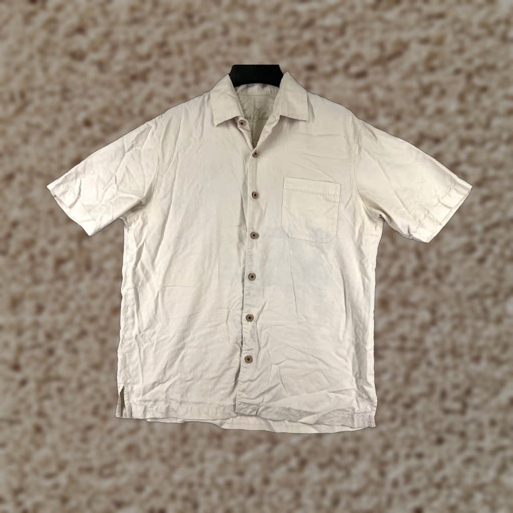 Tommy Bahama Tommy Bahama Shirt Mens Medium Beige 100% Silk Measure Twice Put Once Cocktails Size US M / EU 48-50 / 2 - 1 Thumbnail