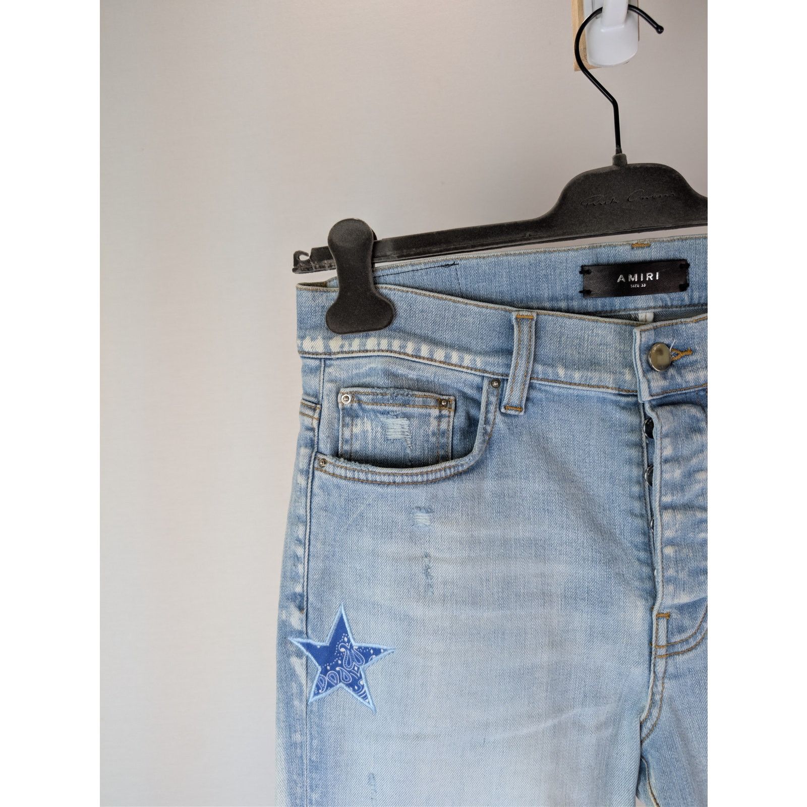 Amiri o1rshd1 Bandana Star Jean Denim Pants Jeans in Light Indigo Size US 30 / EU 46 - 6 Thumbnail