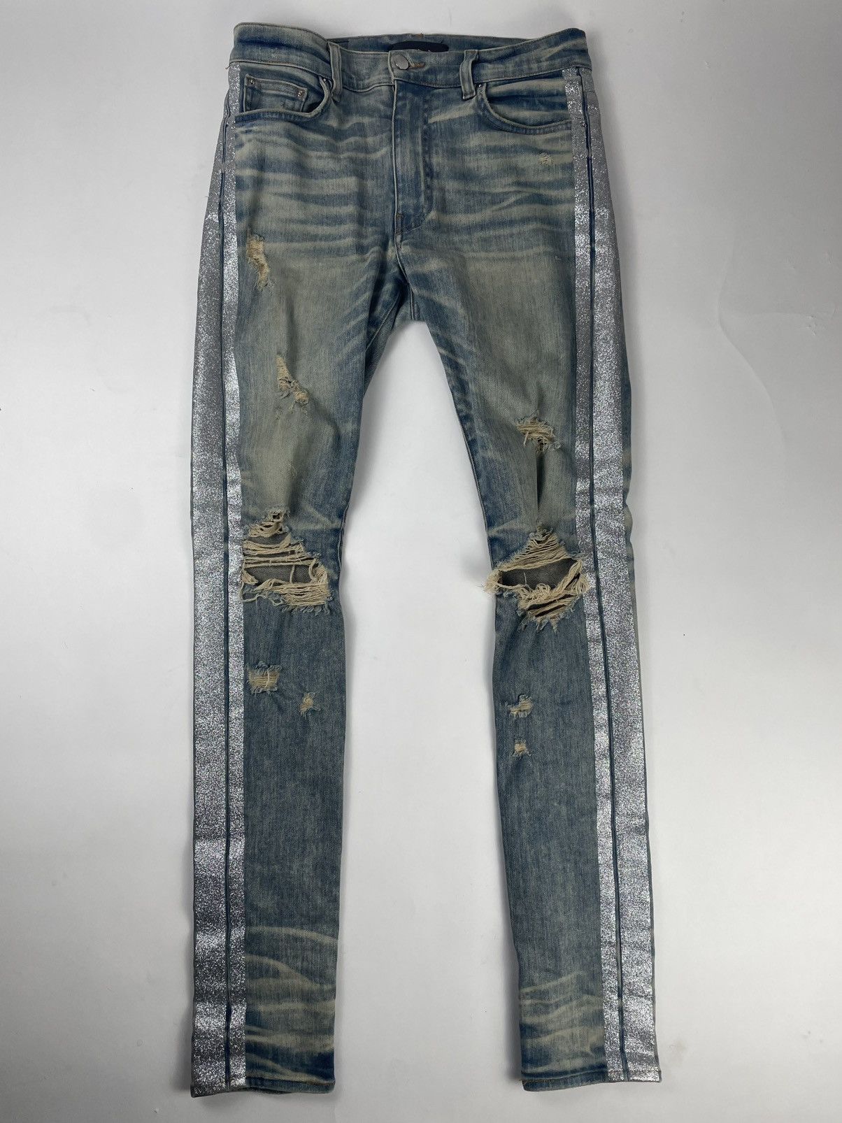 Amiri Amiri Glitter Stripe Jeans Size US 31 - 1 Thumbnail
