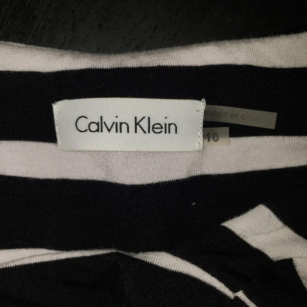 Calvin Klein CT513 Calvin Klein Striped Black & White Midi Knit Dress 10 Size L / US 10 / IT 46 - 3 Thumbnail