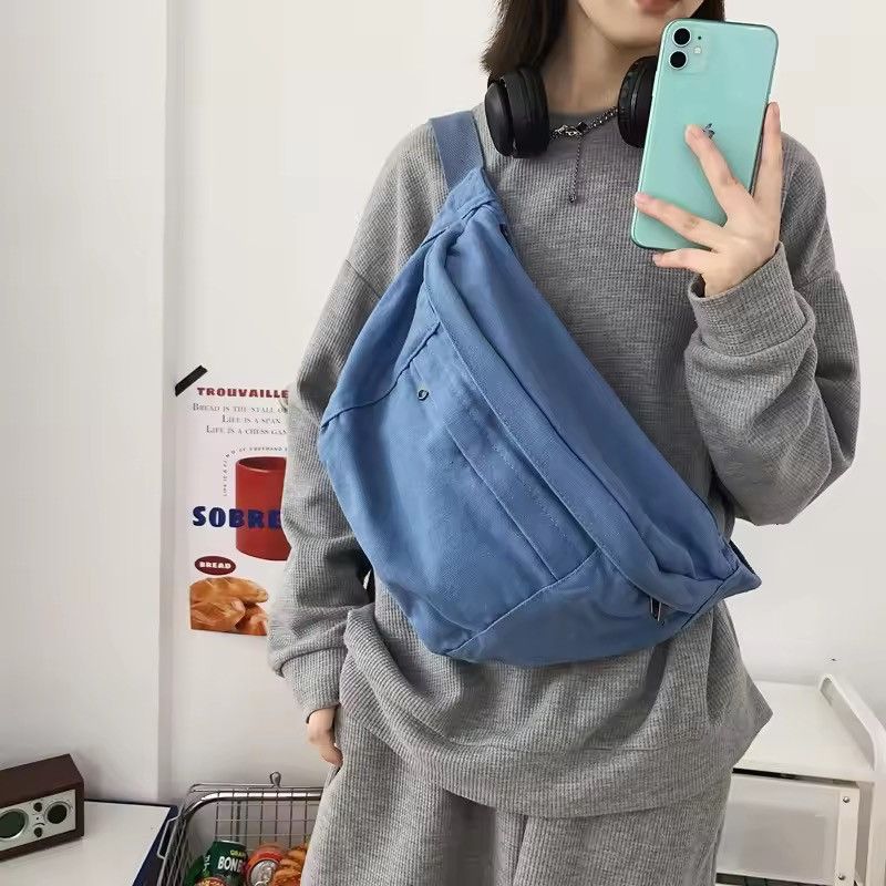Japanese Brand Canvas Sling Bag Hip Cross Body Waist Fanny Pack y2k alt Size ONE SIZE - 3 Thumbnail