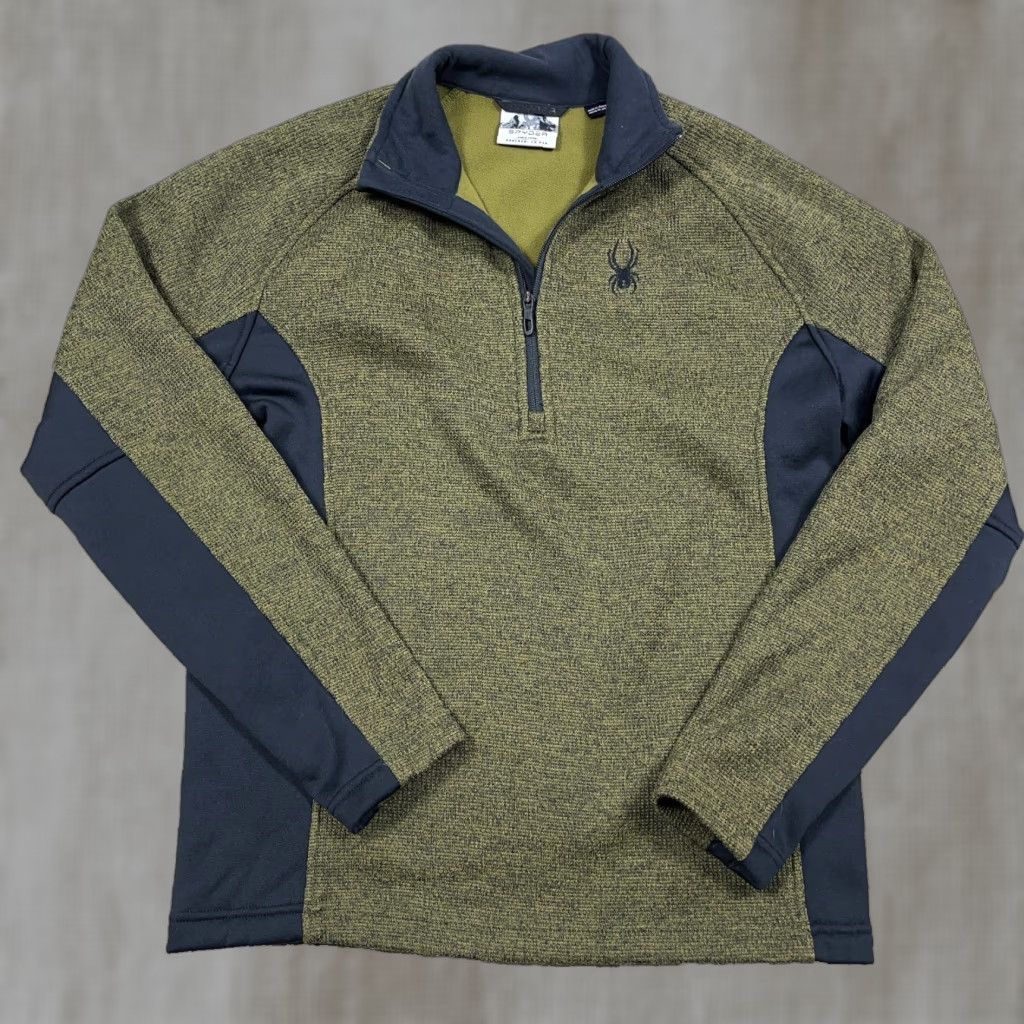 Spyder Spyder Sweater Men Medium Olive Green Pullover 1/4 Zip Thermal Knit Sweater Size US M / EU 48-50 / 2 - 1 Thumbnail