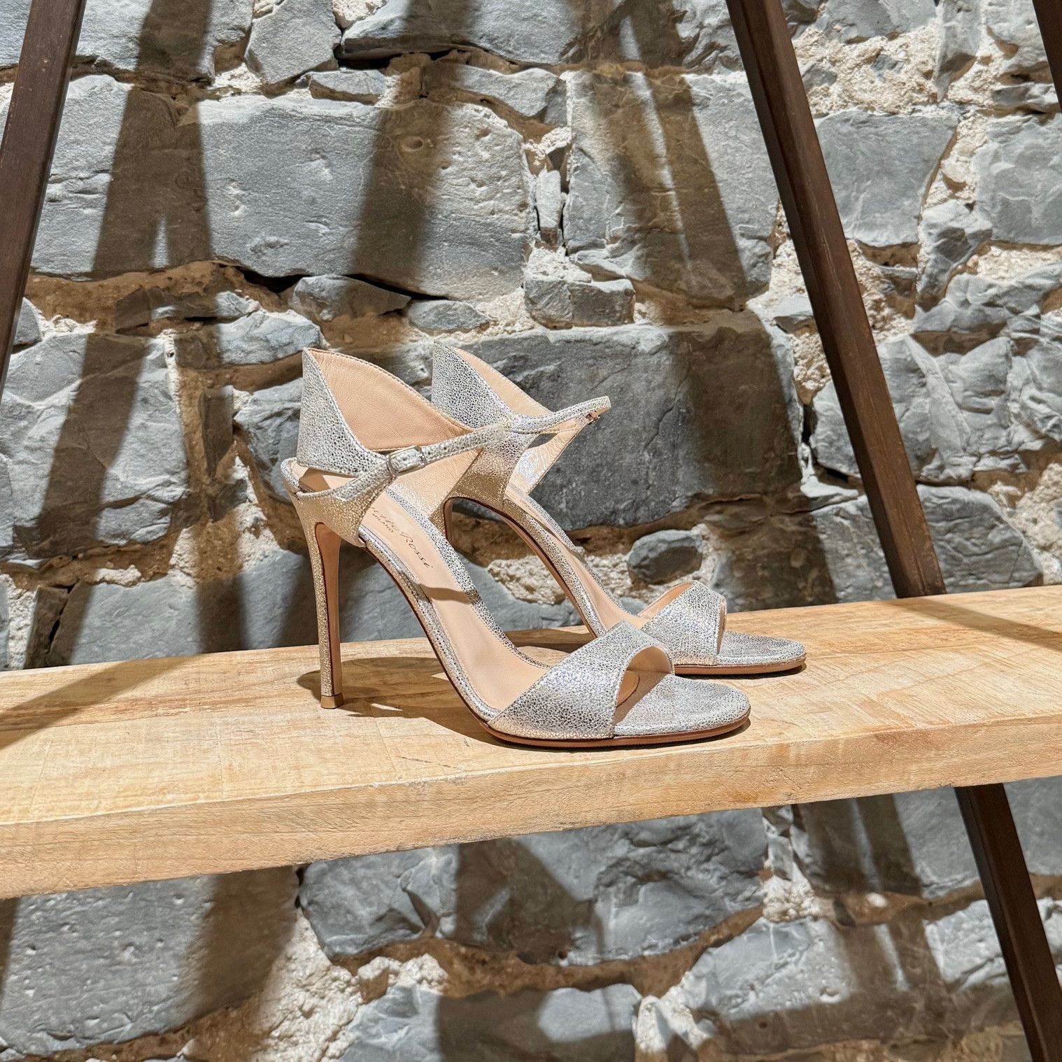 Gianvitto Rossi Silver Metallic Ankle Strap Sandals