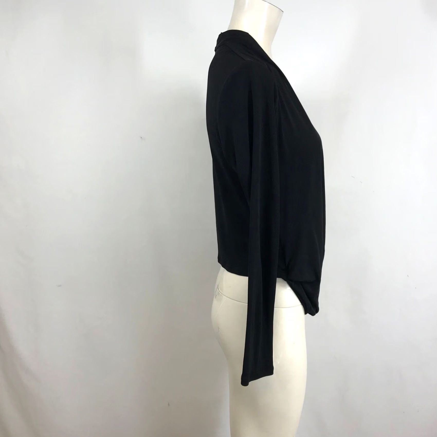 Eileen Fisher Eileen Fisher Petite Black V-Neck Long Sleeve Jersey Wrap Top PS Size S / US 4 / IT 40 - 4 Thumbnail