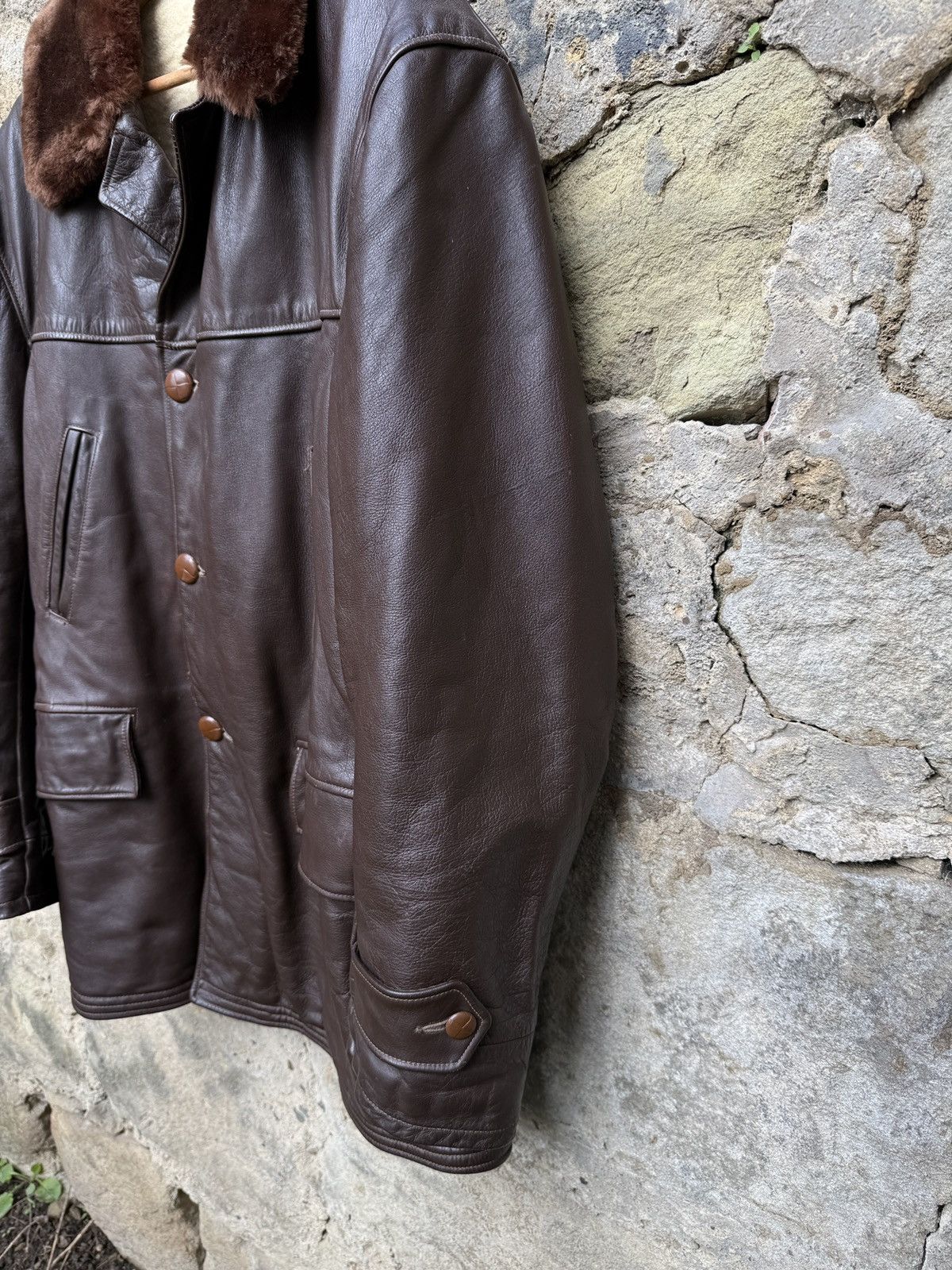 Vintage Retro Horsehide 30s 40s Brown BARNSTORMER Leather Coat Size US XL / EU 56 / 4 - 3 Thumbnail