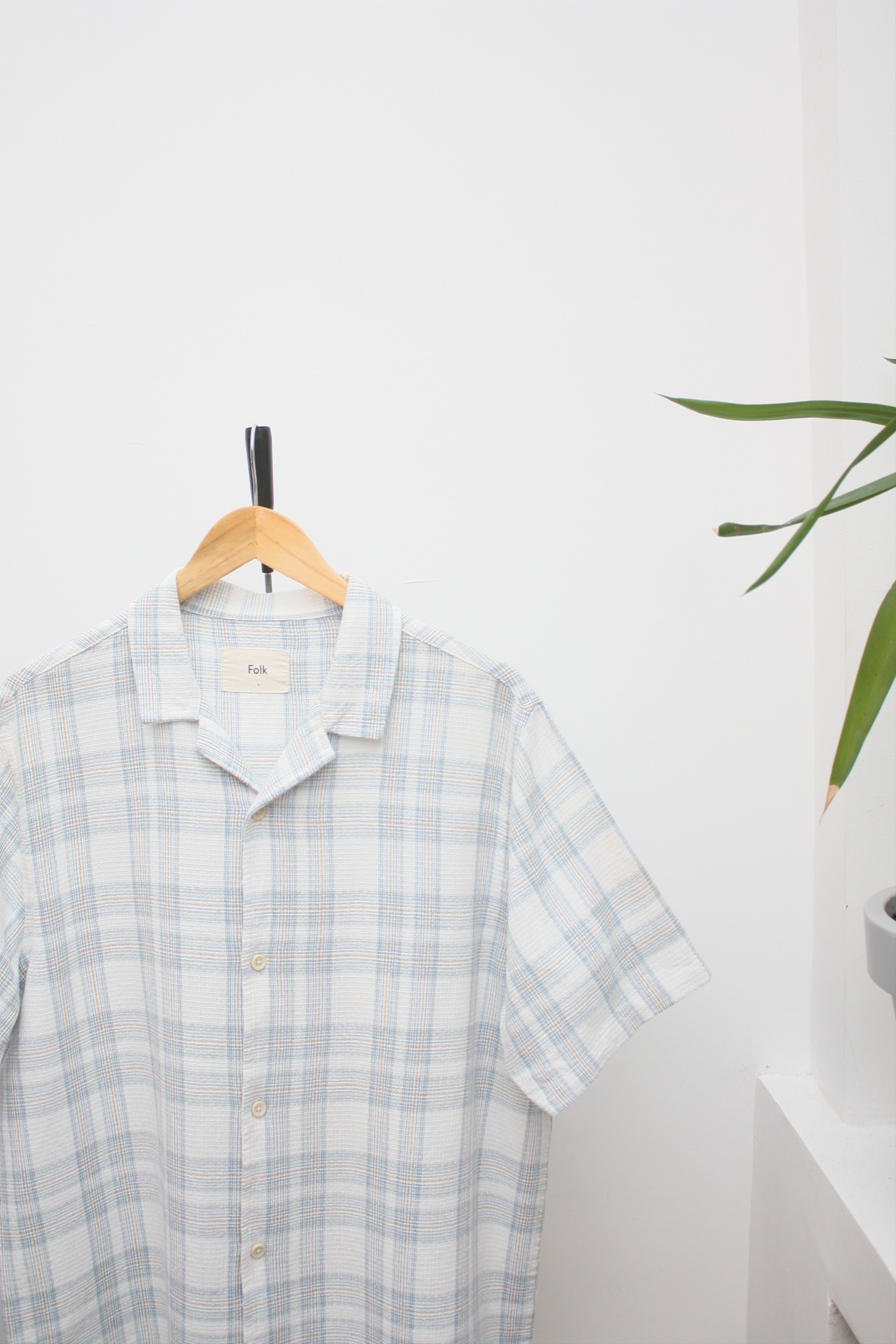 Folk Folk Linen White Blue Checkered Short Sleeve Shirt Size US L / EU 52-54 / 3 - 1 Thumbnail
