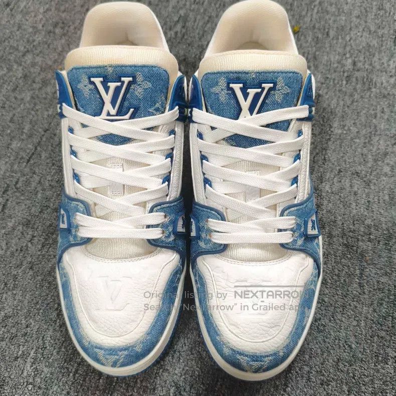 Louis Vuitton Louis Vuitton Trainer Blue and White Denim shoes Size US 8 / EU 41 - 2 Thumbnail