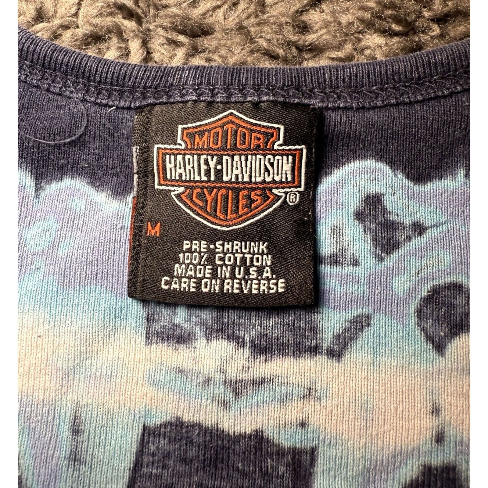 Harley Davidson Harley-Davidson Tie Dye Womens Medium Long Sleeve Blue Hippy USA Y2K T-Shirt Size M / US 6-8 / IT 42-44 - 3 Thumbnail