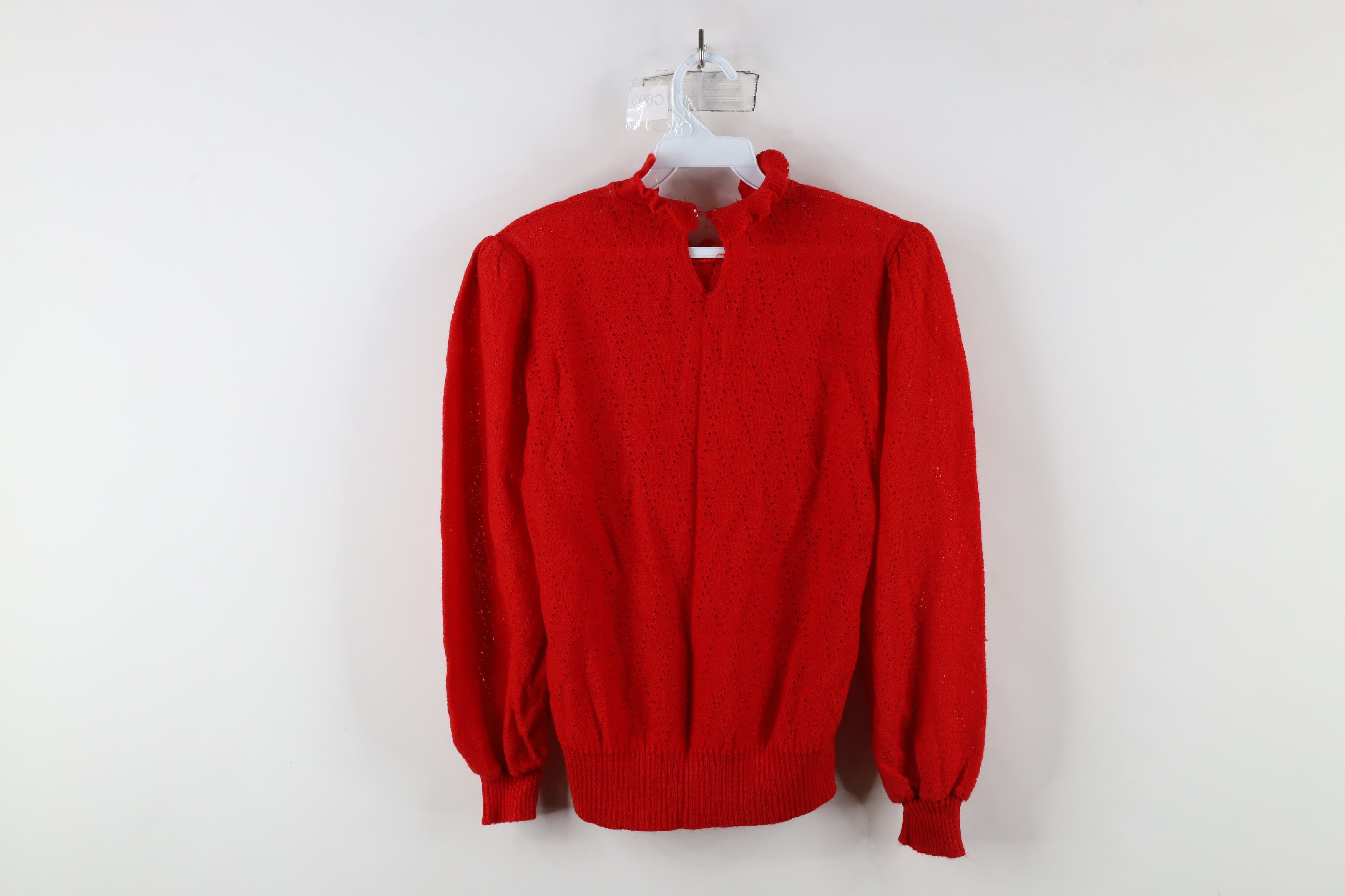 Vintage Vintage 70s Streetwear Distressed Knit Frill Collar Sweater Size XL / US 12-14 / IT 48-50 - 9 Thumbnail