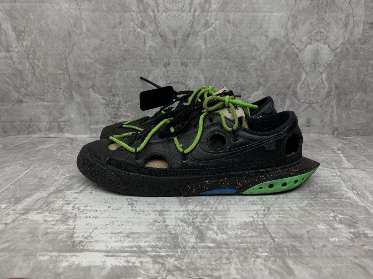 Nike × Off-White Nike Blazer Low Off-White Black Electro Green Size US 8.5 / EU 41-42 - 6 Thumbnail