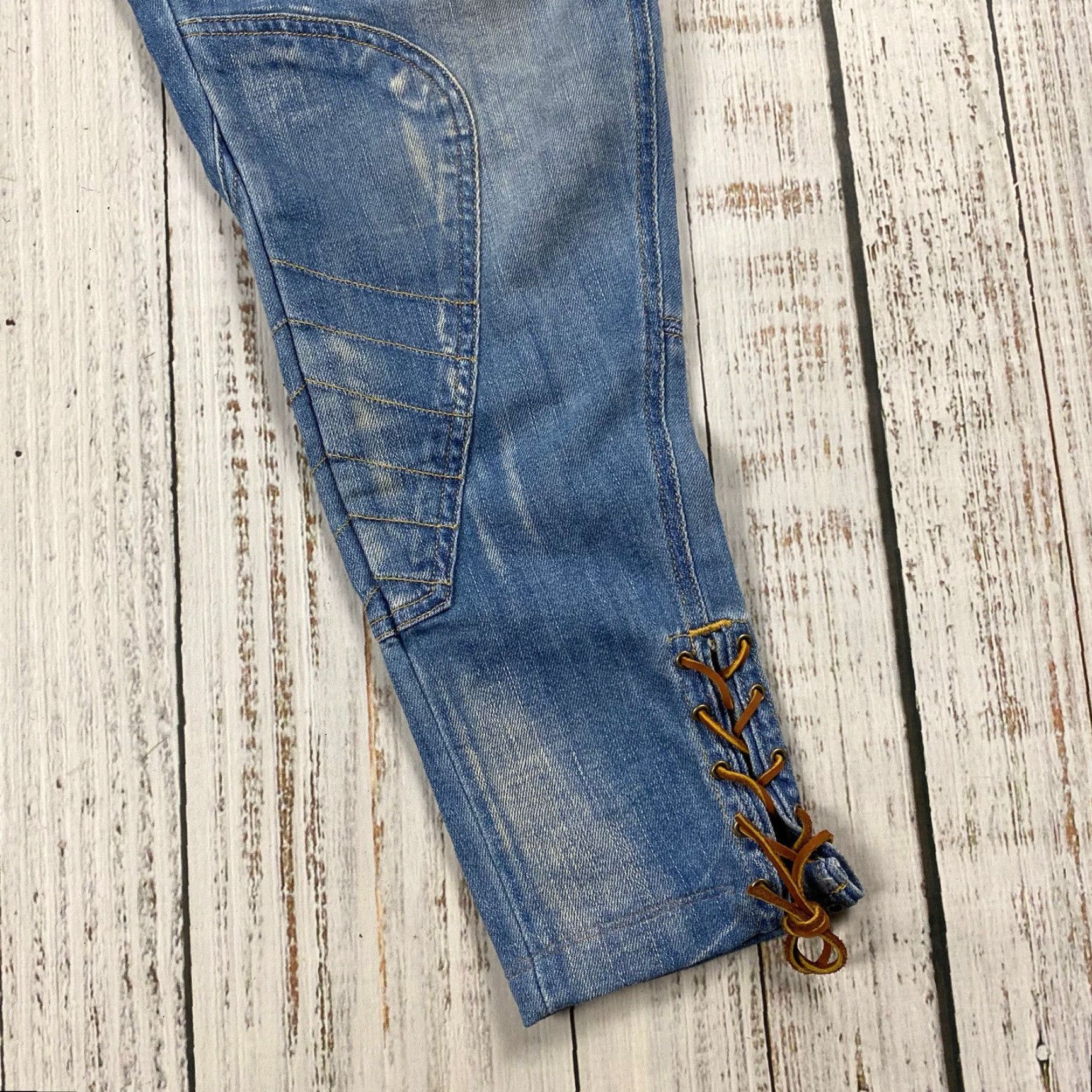 Prps VINTAGE PRPS Heirloom Denim Jeans Lace-Up Ankle Distressed Polo Riding Size 25 Blue Womens Size 42" / US 20 - 3 Thumbnail