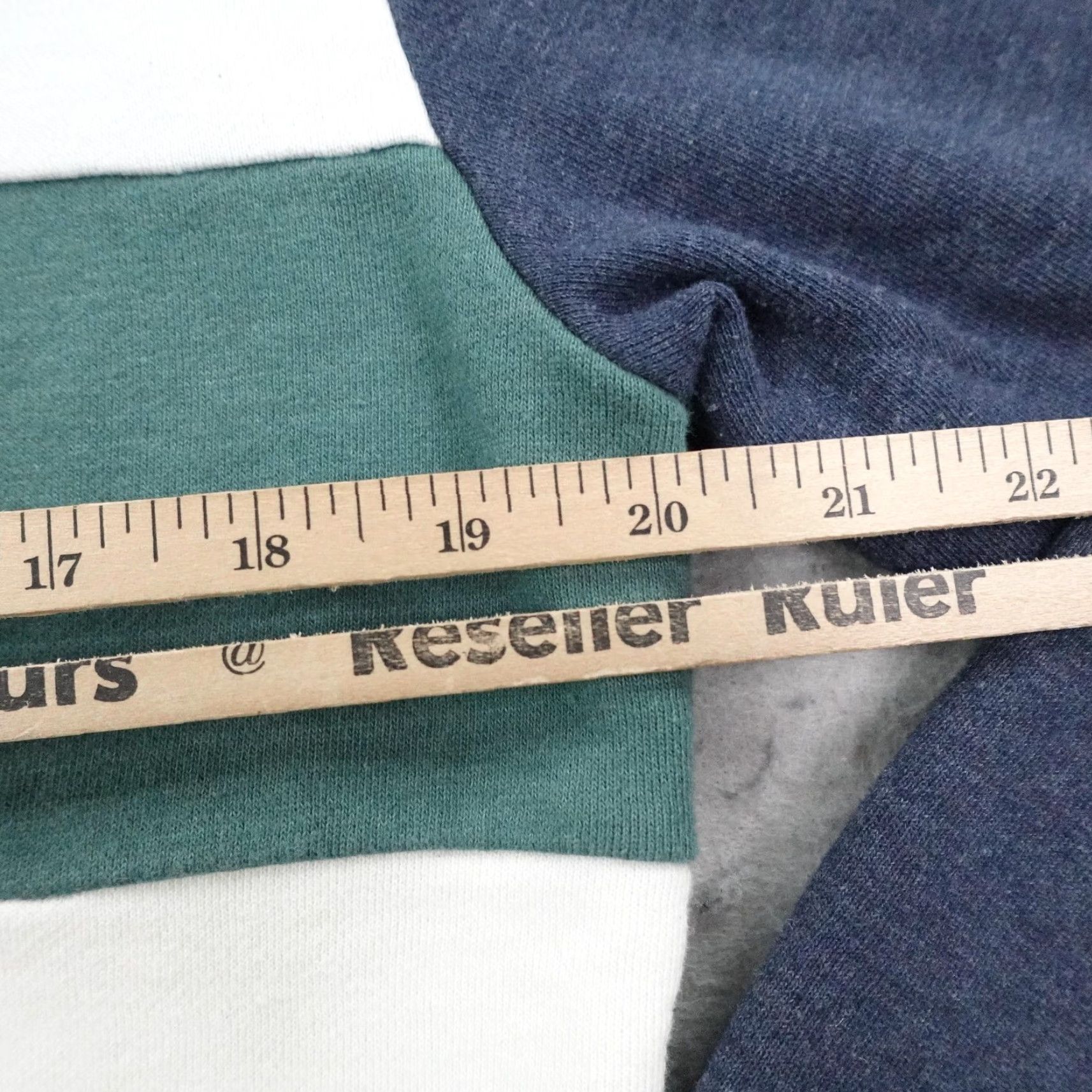Marine Layer Sweatshirt Men M White Blue Green Colorblock Crewneck Pullover Pattern Striped Logo Fleece Cotton Polyester Vintage No