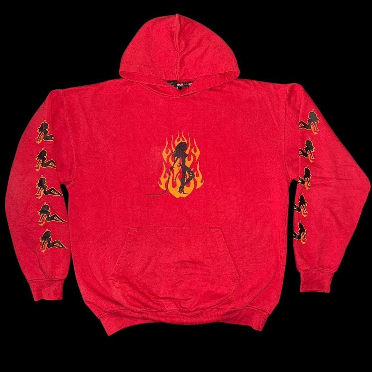 JNCO Y2K 2000s Snakeyes Pin Up Devil Girl Flame Cyber Punk Hoodie Size US L / EU 52-54 / 3 - 3 Thumbnail