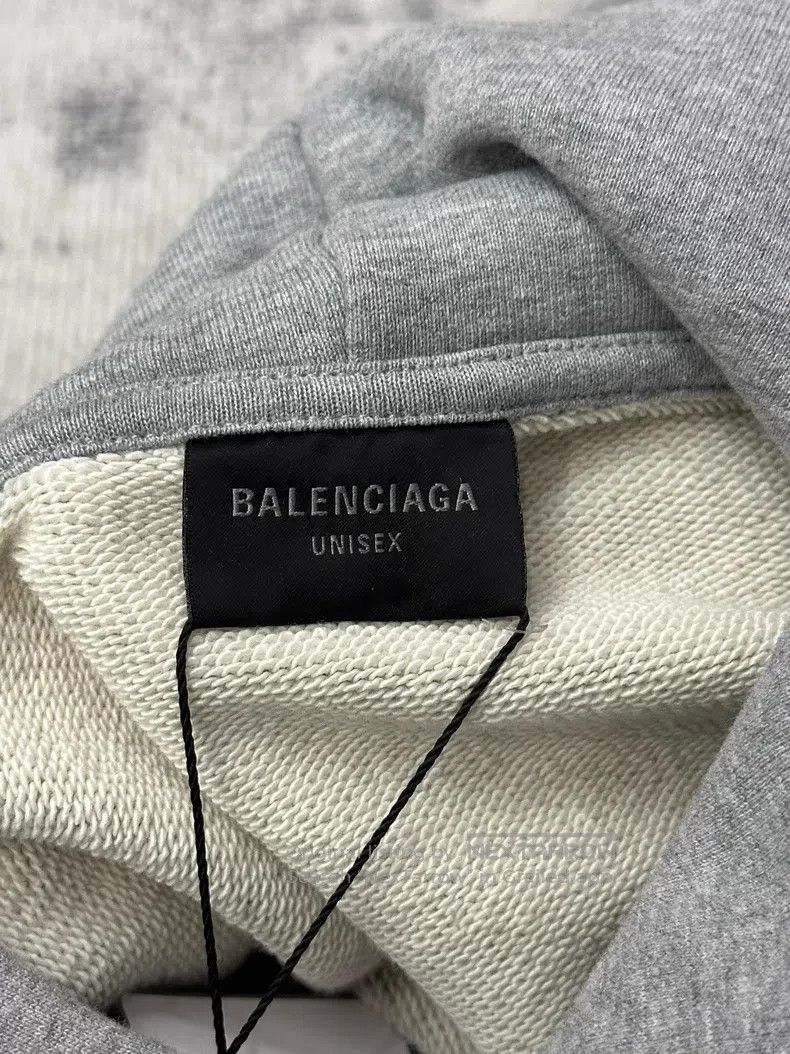 Balenciaga Balenciaga Grey Tape Patch Logo Hooded Sweatshirt Size US L / EU 52-54 / 3 - 2 Thumbnail