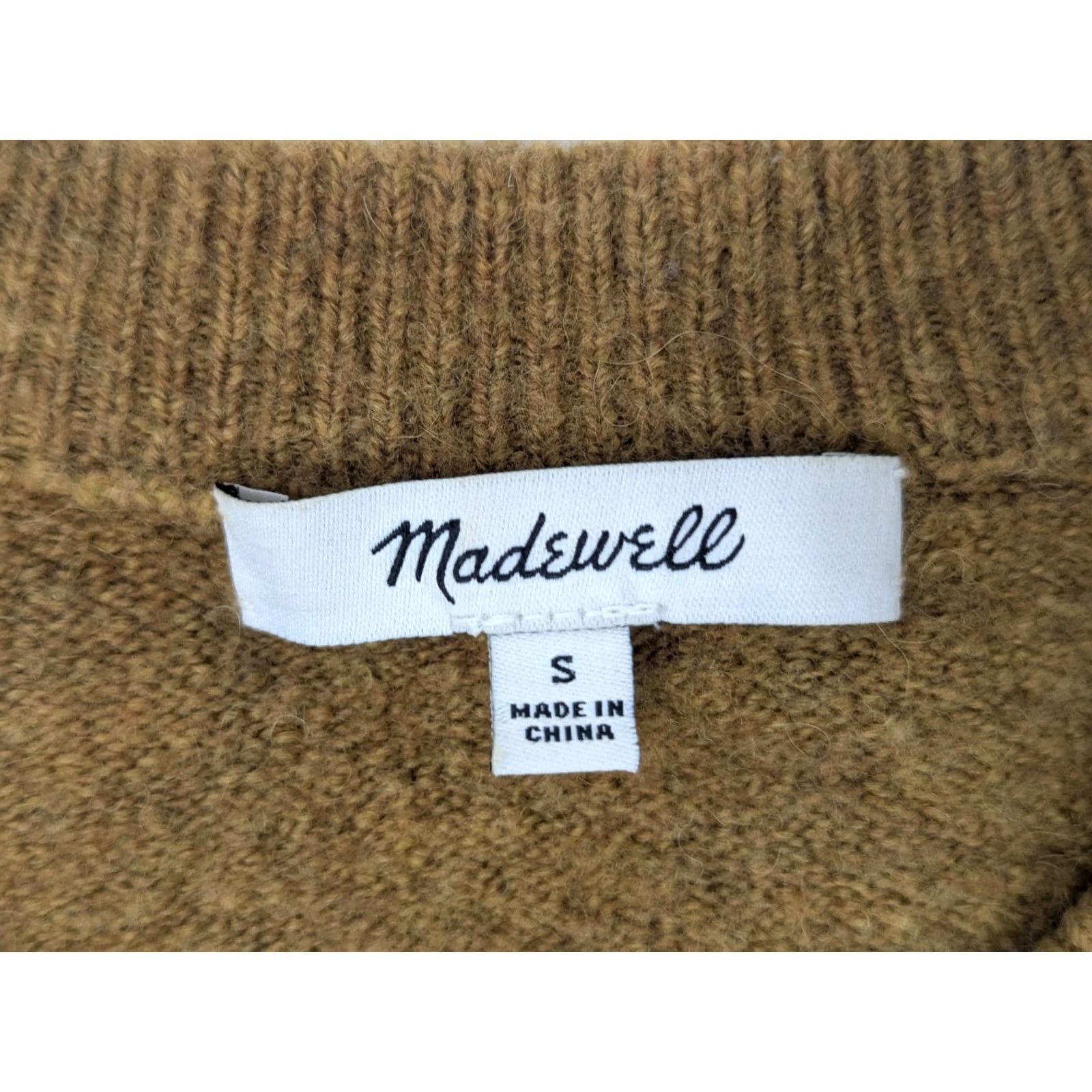 Madewell Madewell Sweater Women S Wool Blend Crew Neck Button Sleeve Golden Tan / Camel Brown Cable Knit Size S / US 4 / IT 40 - 3 Thumbnail