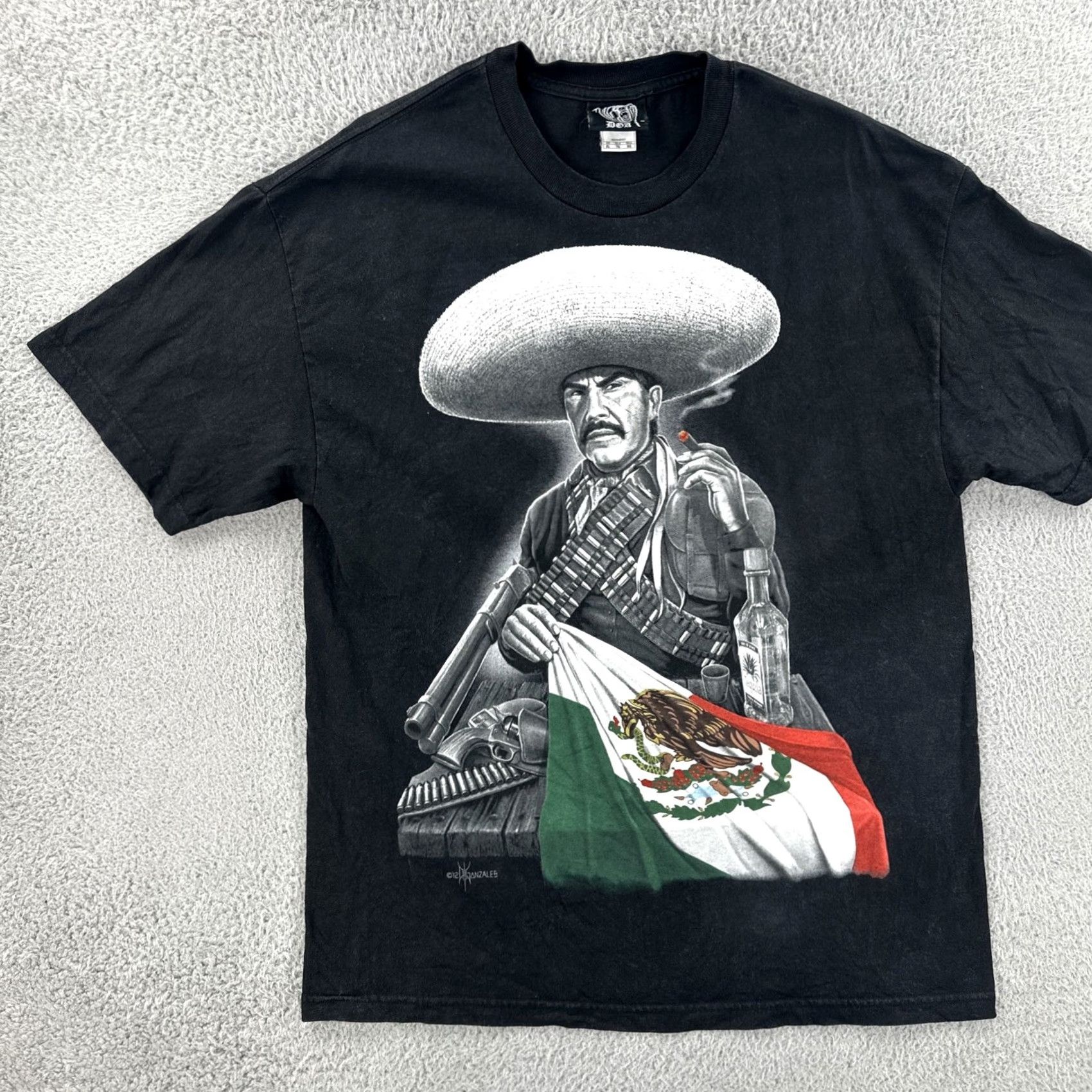 Vintage VINTAGE DGA T-Shirt Mens Graphic Print Black XL Short Sleeve Crew Neck Vicente Fernandez Art Size US XL / EU 56 / 4 - 3 Thumbnail