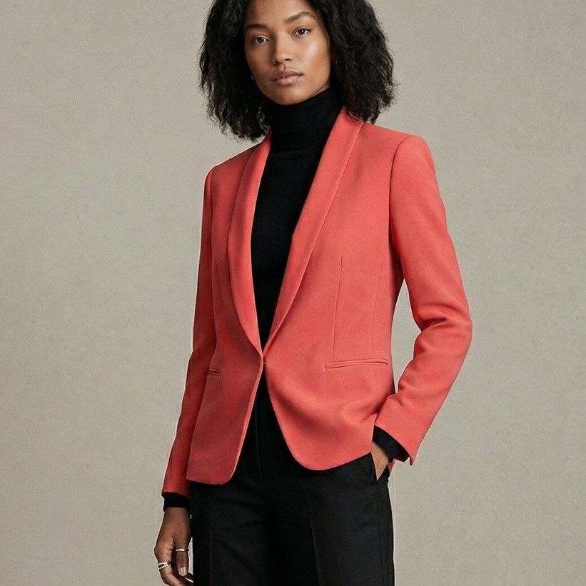 Rag & Bone Rag & Bone Victoria Crepe Blazer Jacket Pink hook closer 4 ...