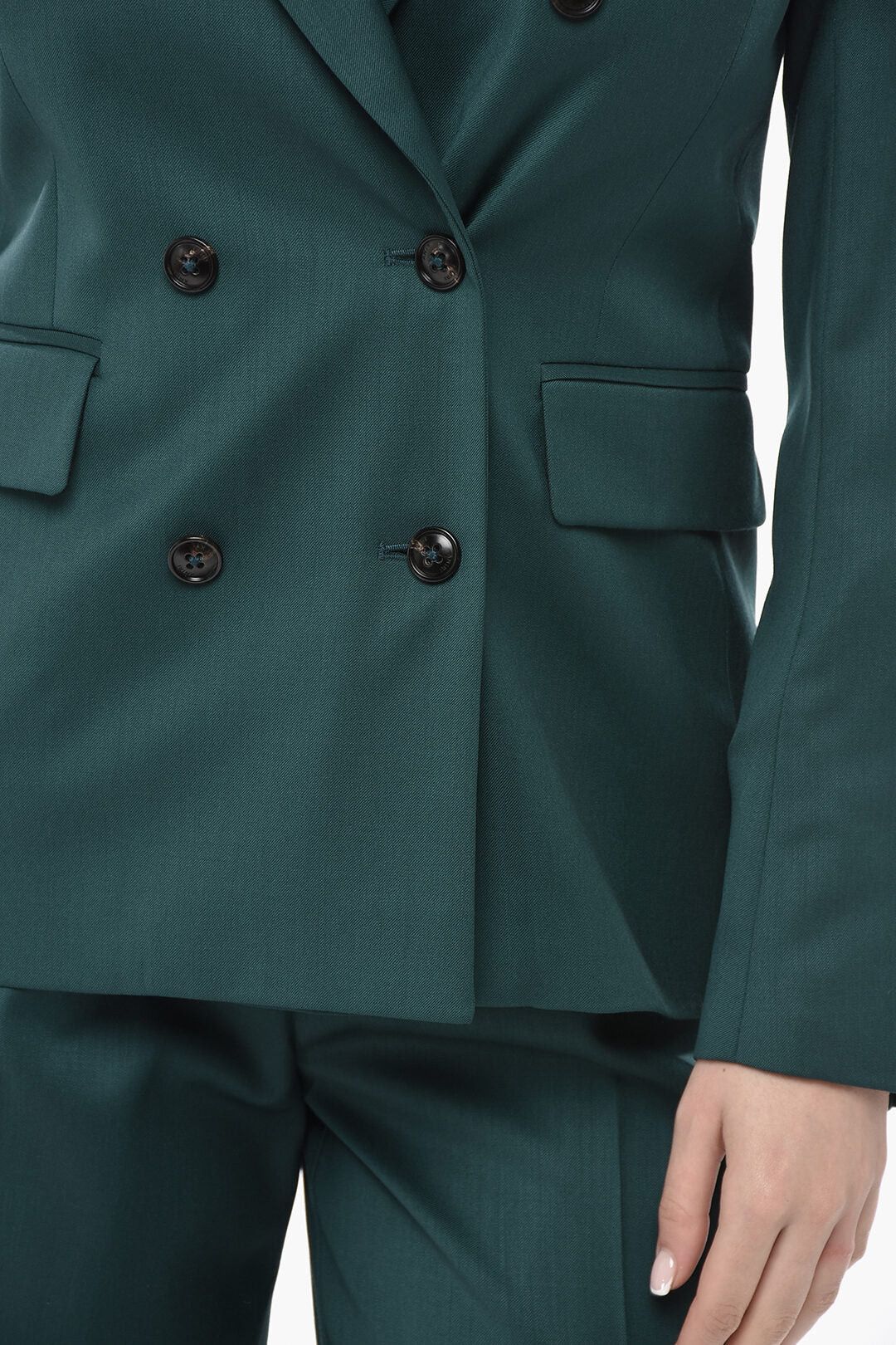 Amiri og1mm0426 Wool Double-Breasted Blazer in Green Size XS / US 0-2 / IT 36-38 - 3 Thumbnail