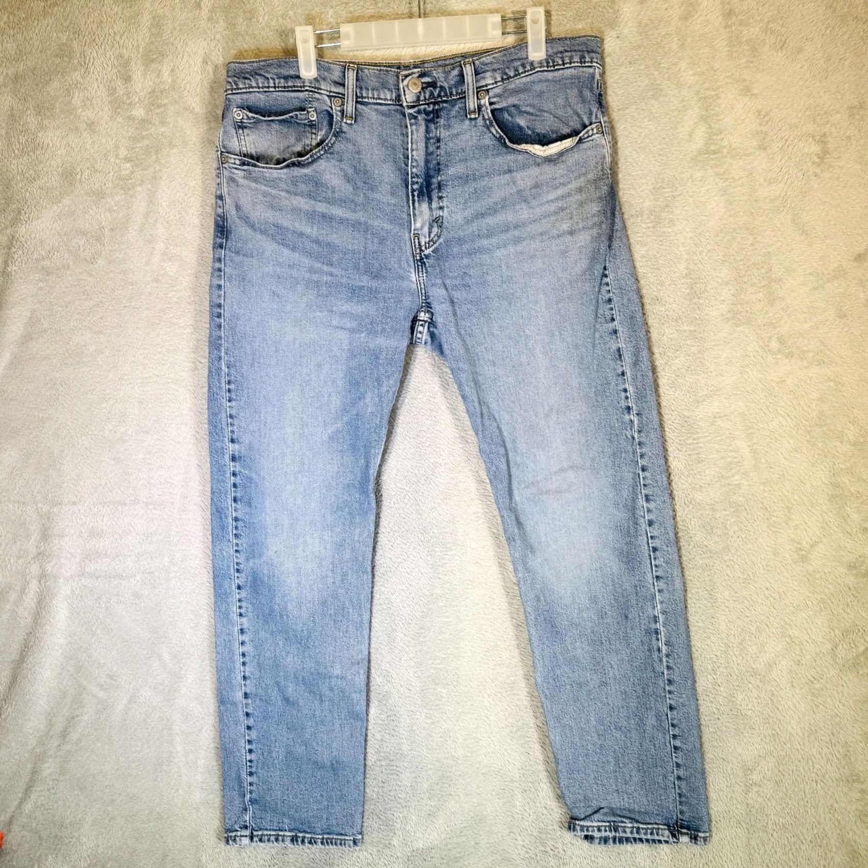 Levi's Levi's 502 Jeans Mens 36x30 Blue Light Wash Tapered Stretch Denim Zip Fly Regular Fit 5-Pocket Blue Mens Size US 36 / EU 52 - 5 Thumbnail
