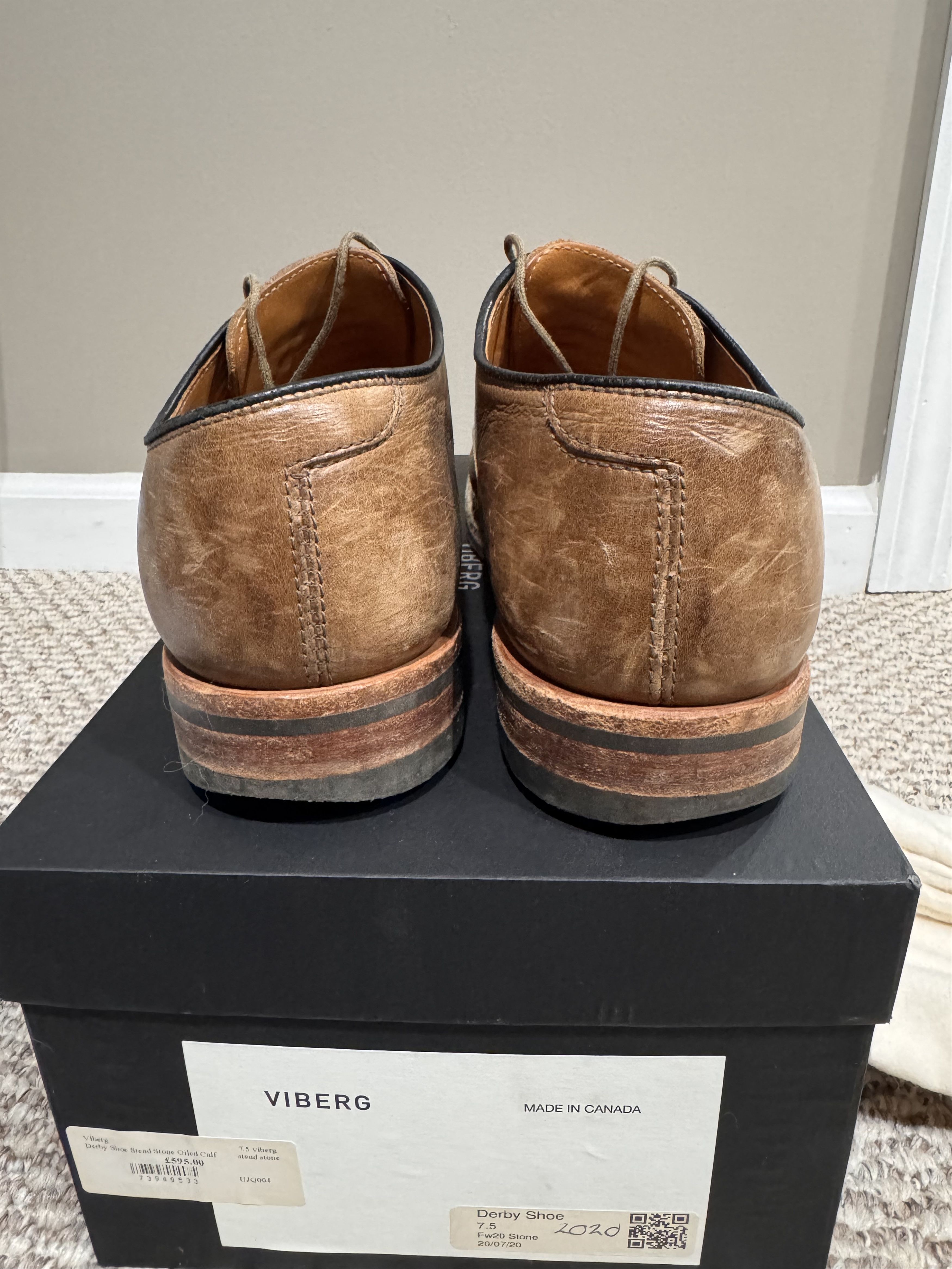 Viberg Derby Shoe Stone Oiled Calf Size US 7.5 / EU 40-41 - 7 Thumbnail