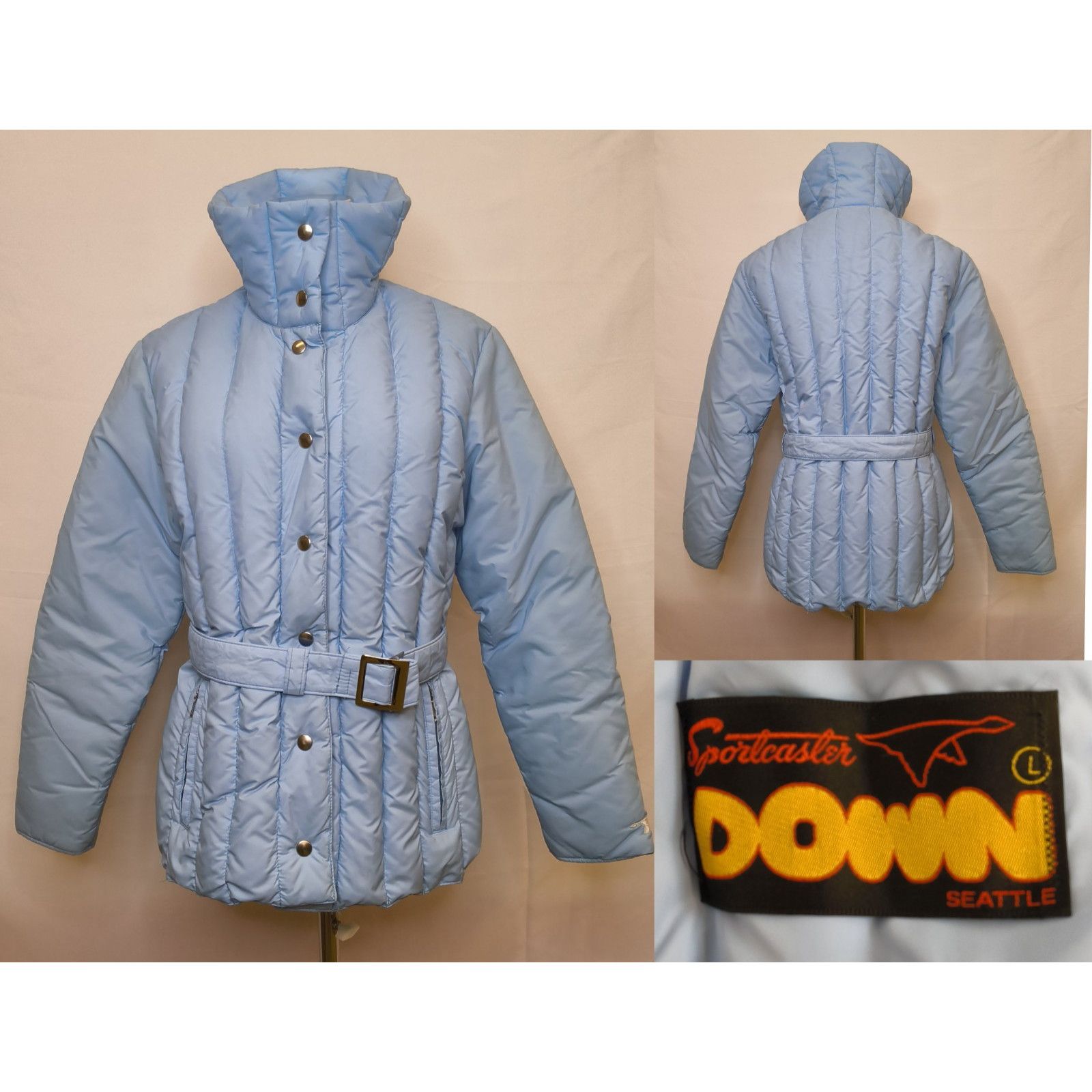 Other Sportscaster Down Blend Belted Ski Jacket Women's L Blue VTG Size L / US 10 / IT 46 - 1 Thumbnail
