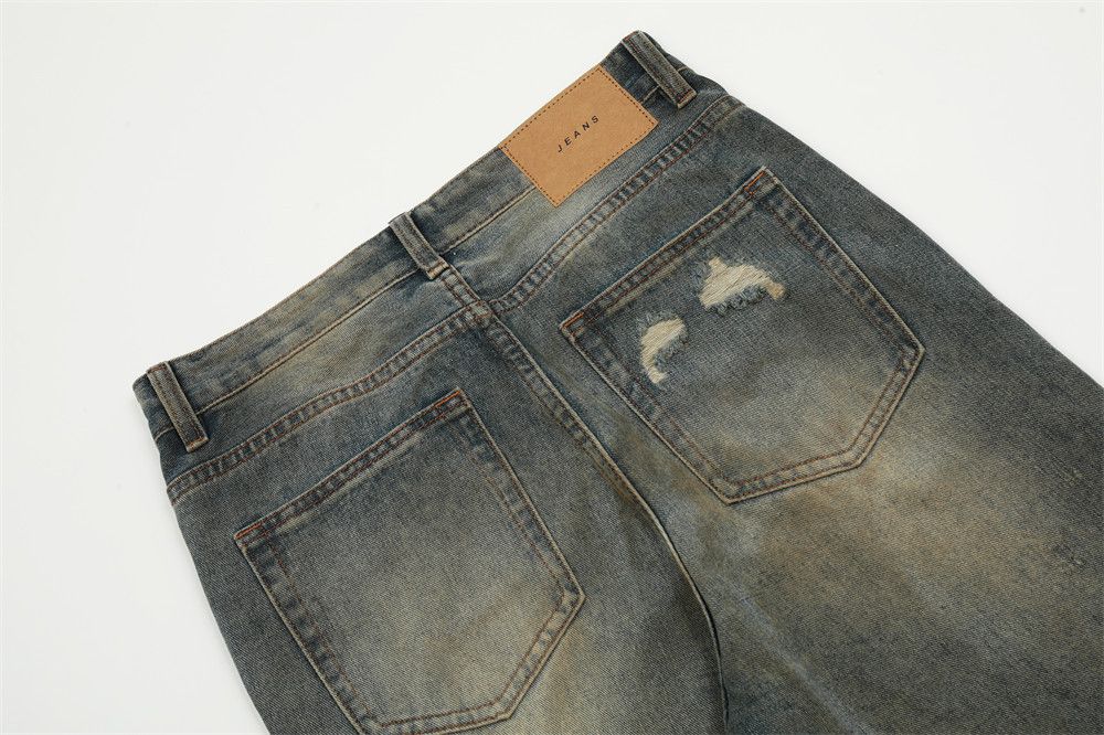 Japanese Brand × Jean Punk men's heavy distressed loose straight-leg ripped jeans Size US 32 / EU 48 - 5 Thumbnail