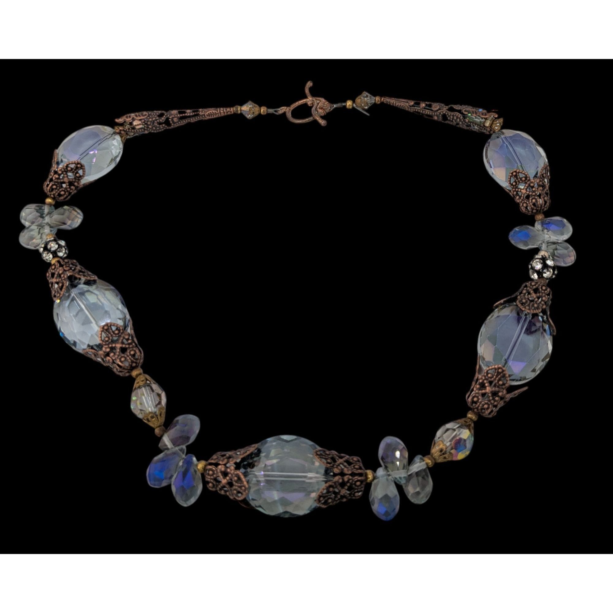 Handmade Vintage Handmade Steampunk Glam Glass Necklace With Ornate B Size ONE SIZE - 4 Thumbnail