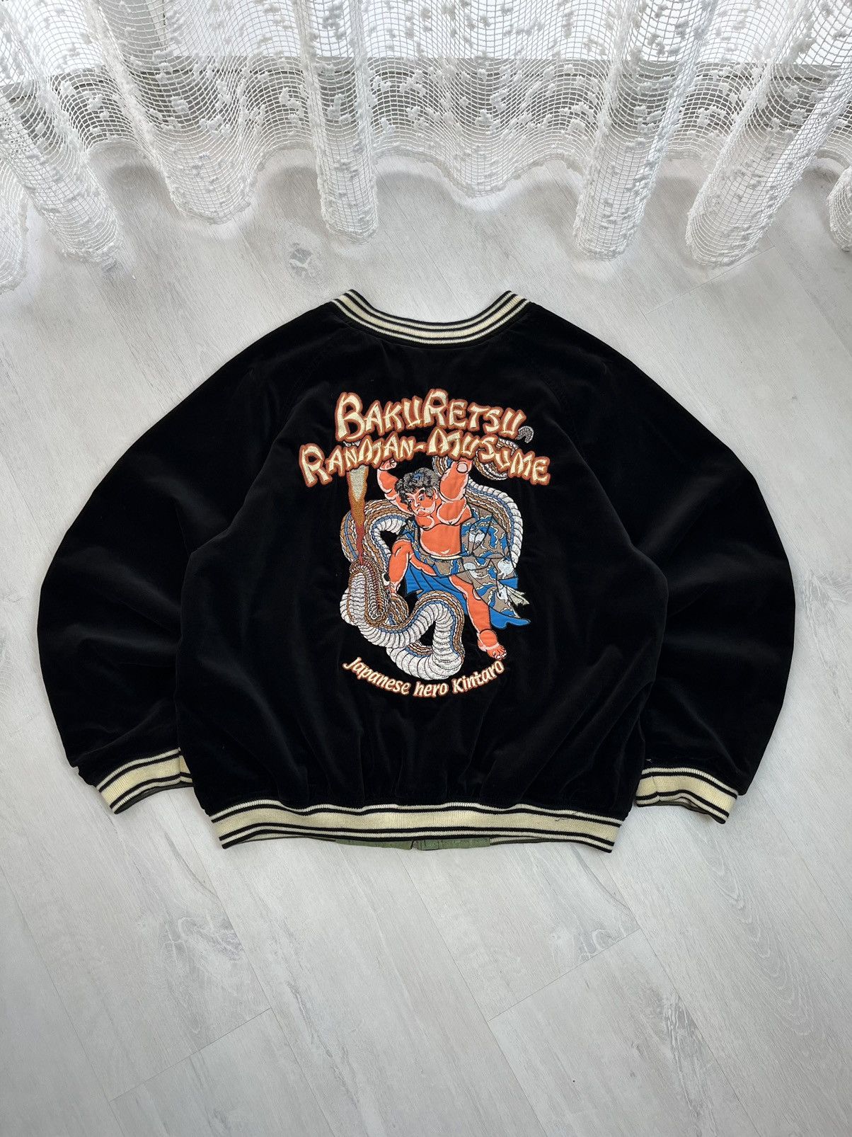 image of Sukajan Souvenir Jacket x Tailor Toyo 1997 Japanese Sukajan Reversible Bomber Jacket Vintage in Bla