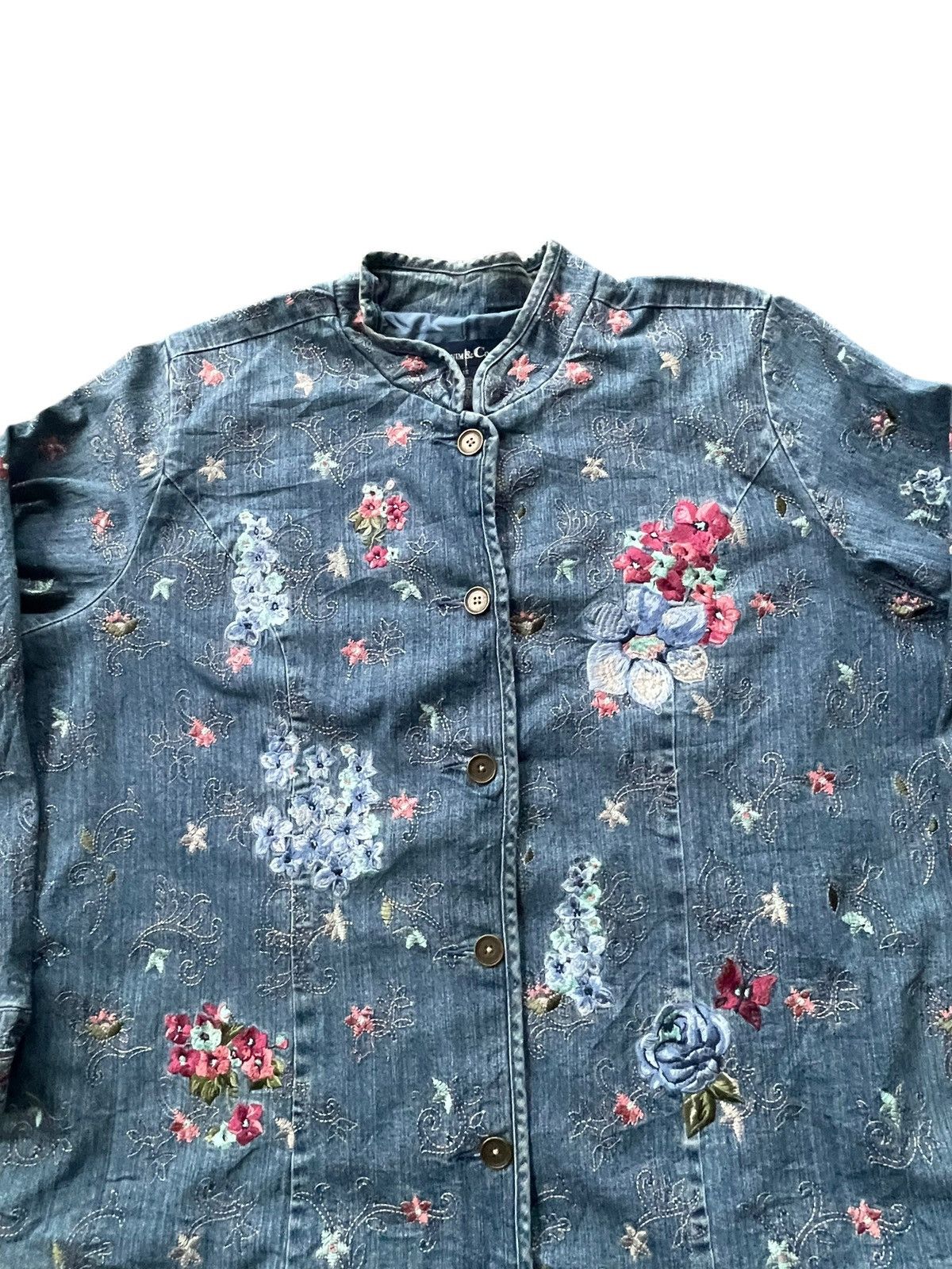 Denim & Co. Denim & Co Custom Emboiderey Denim Jacket Size XXL / US 16-18 / IT 52-54 - 3 Thumbnail