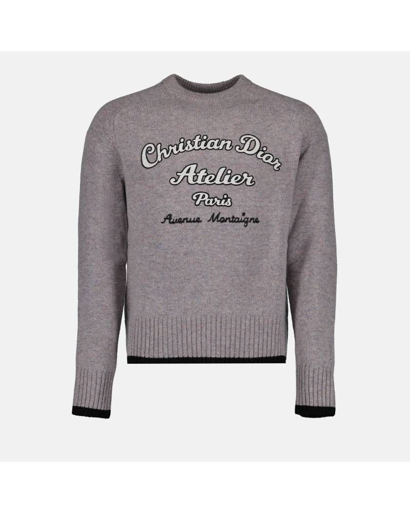 image of O1W1Db11223 Christian Dior Atelier Sweater In Gray in Grey, Men's (Size XL)