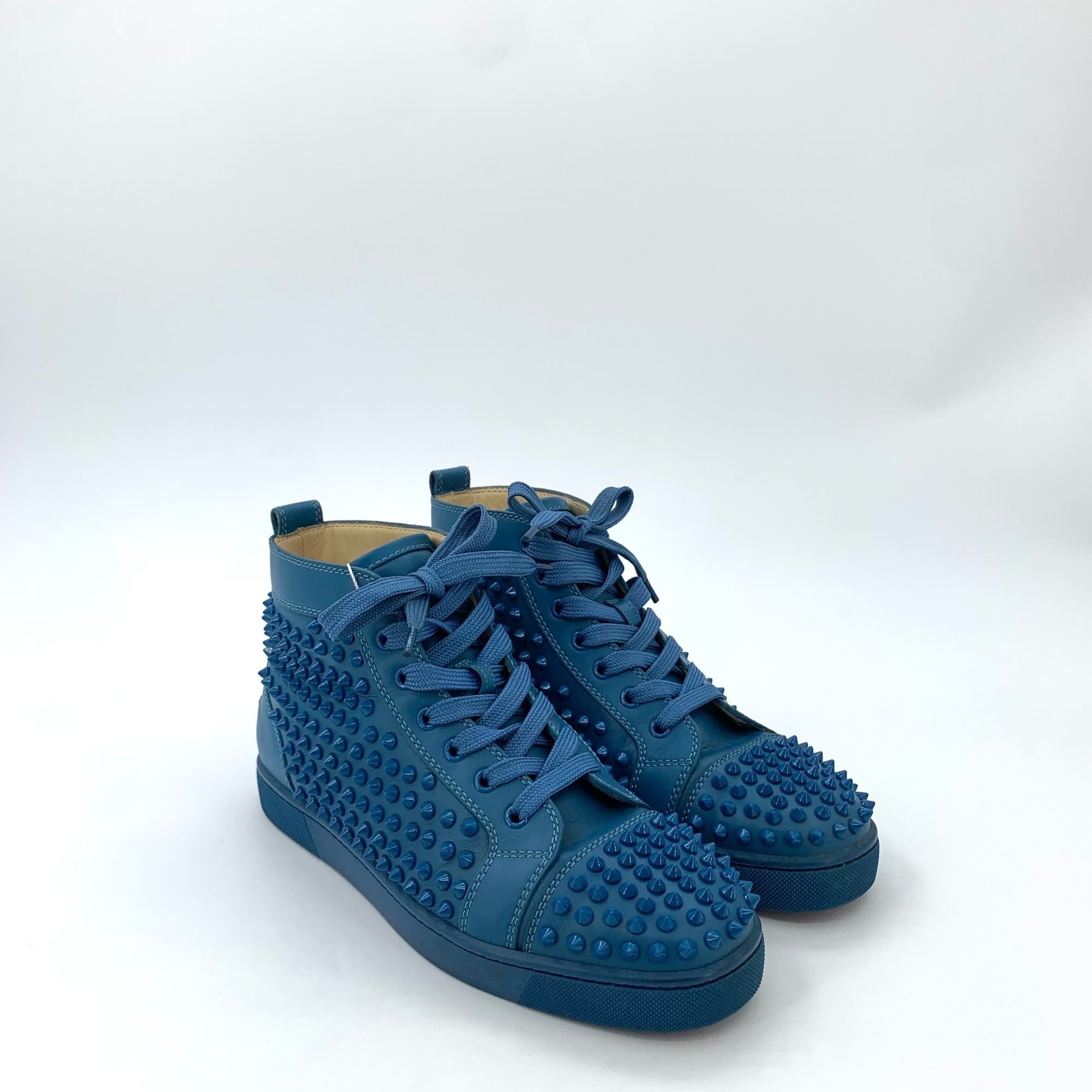 Christian Louboutin Christian Louboutin Blue Studded High-Top Lace-Up Sneakers ( Size US 7 / EU 40 - 9 Thumbnail
