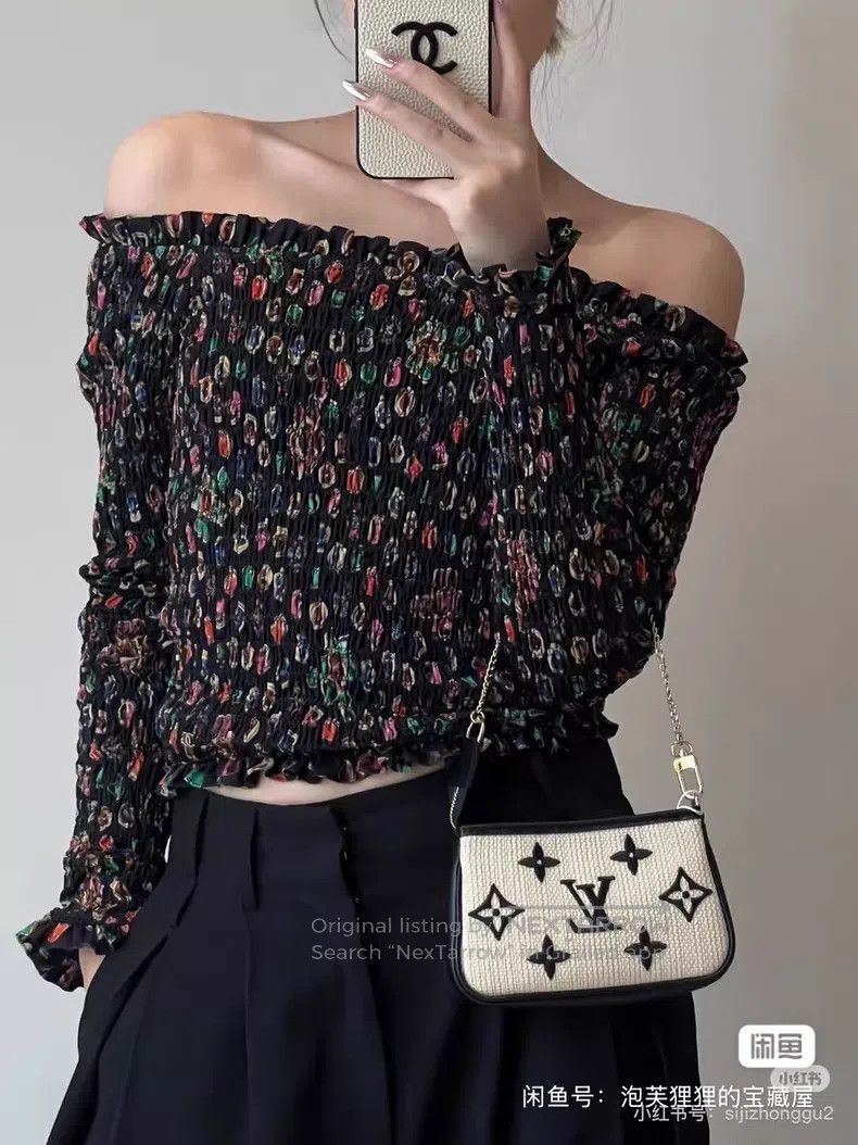 Chanel Chanel Gemstone pattern one-shoulder pleated top Size XXS / US 00 / IT 34 - 8 Thumbnail